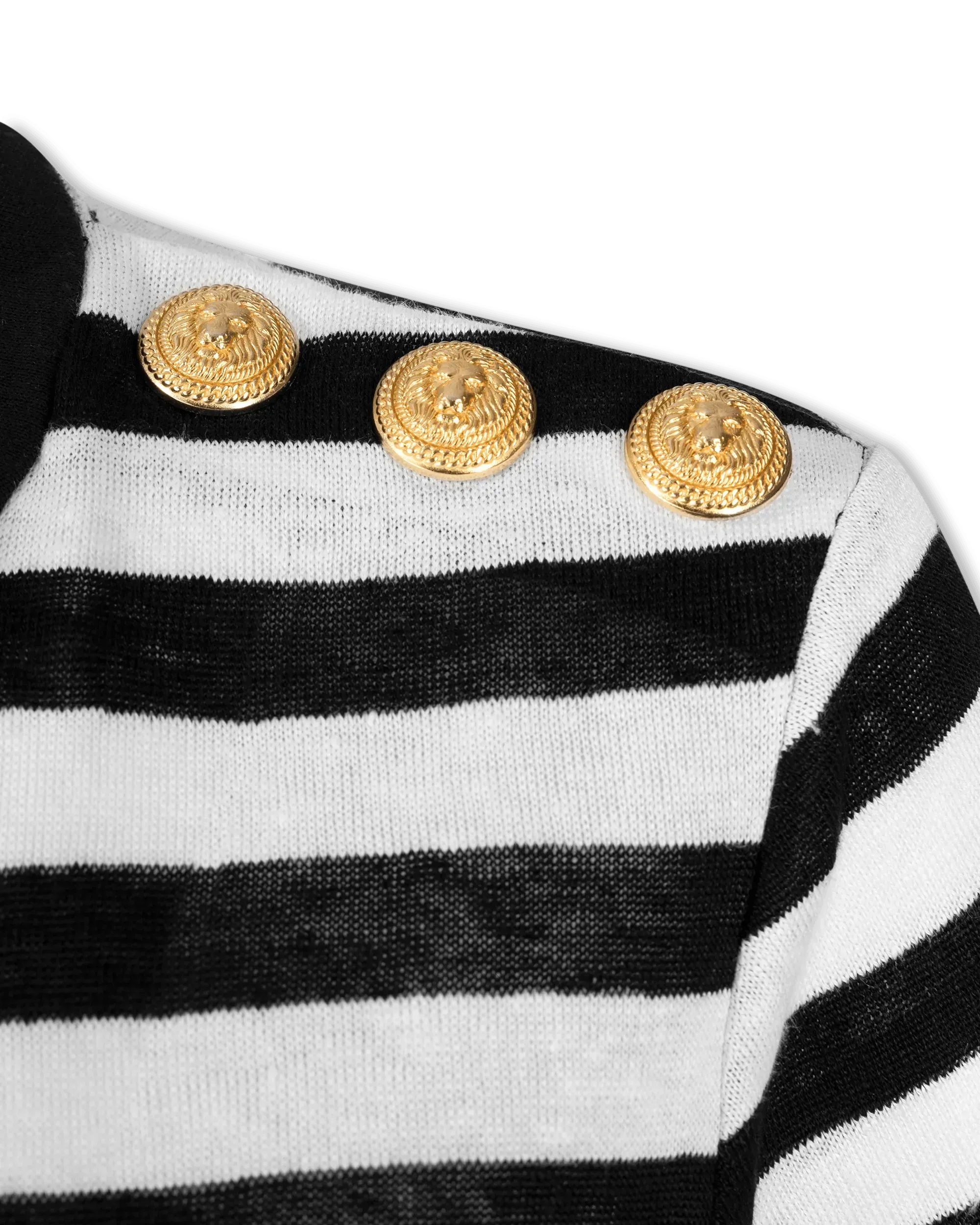 3 Button Striped Linen T-Shirt
