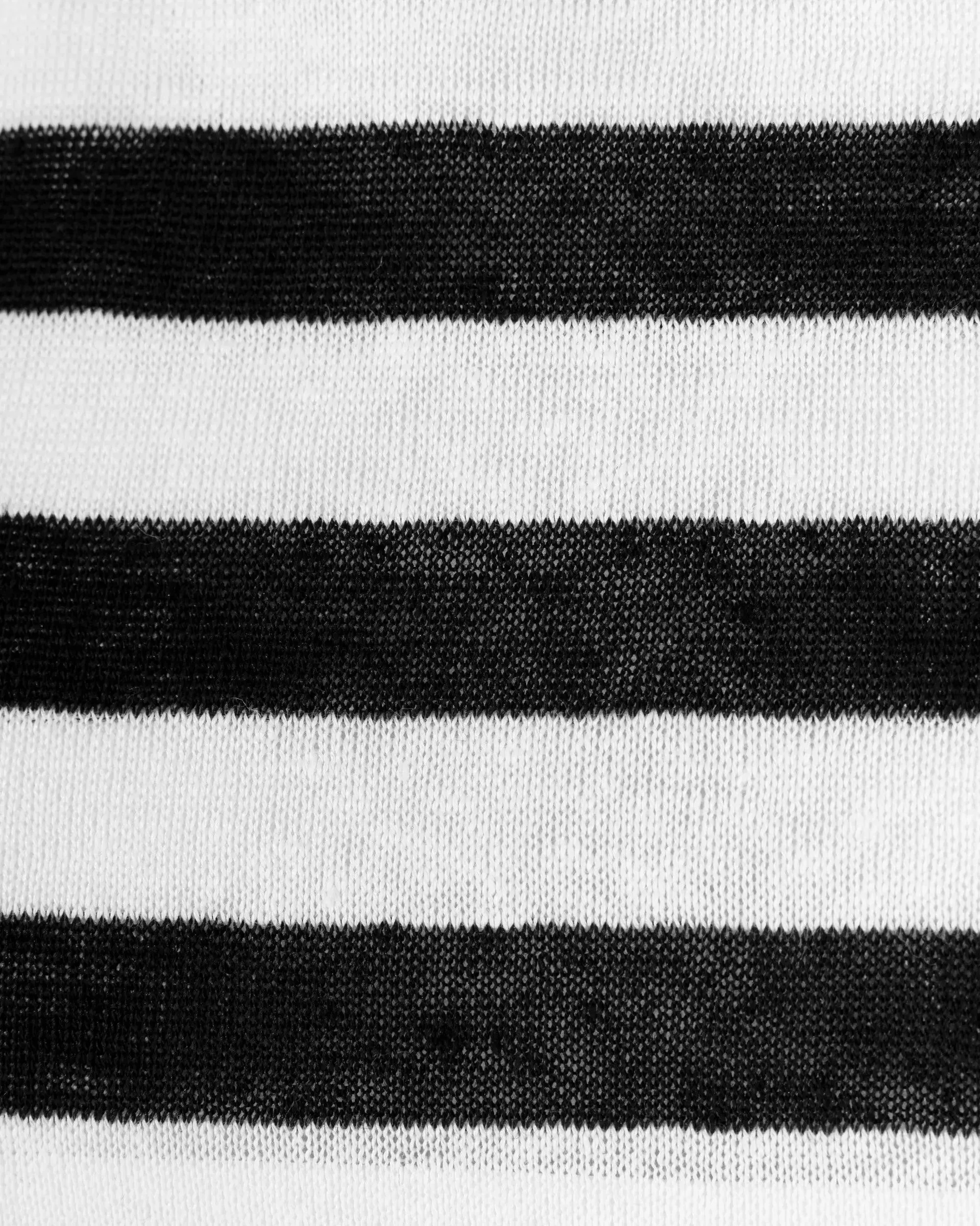 3 Button Striped Linen T-Shirt