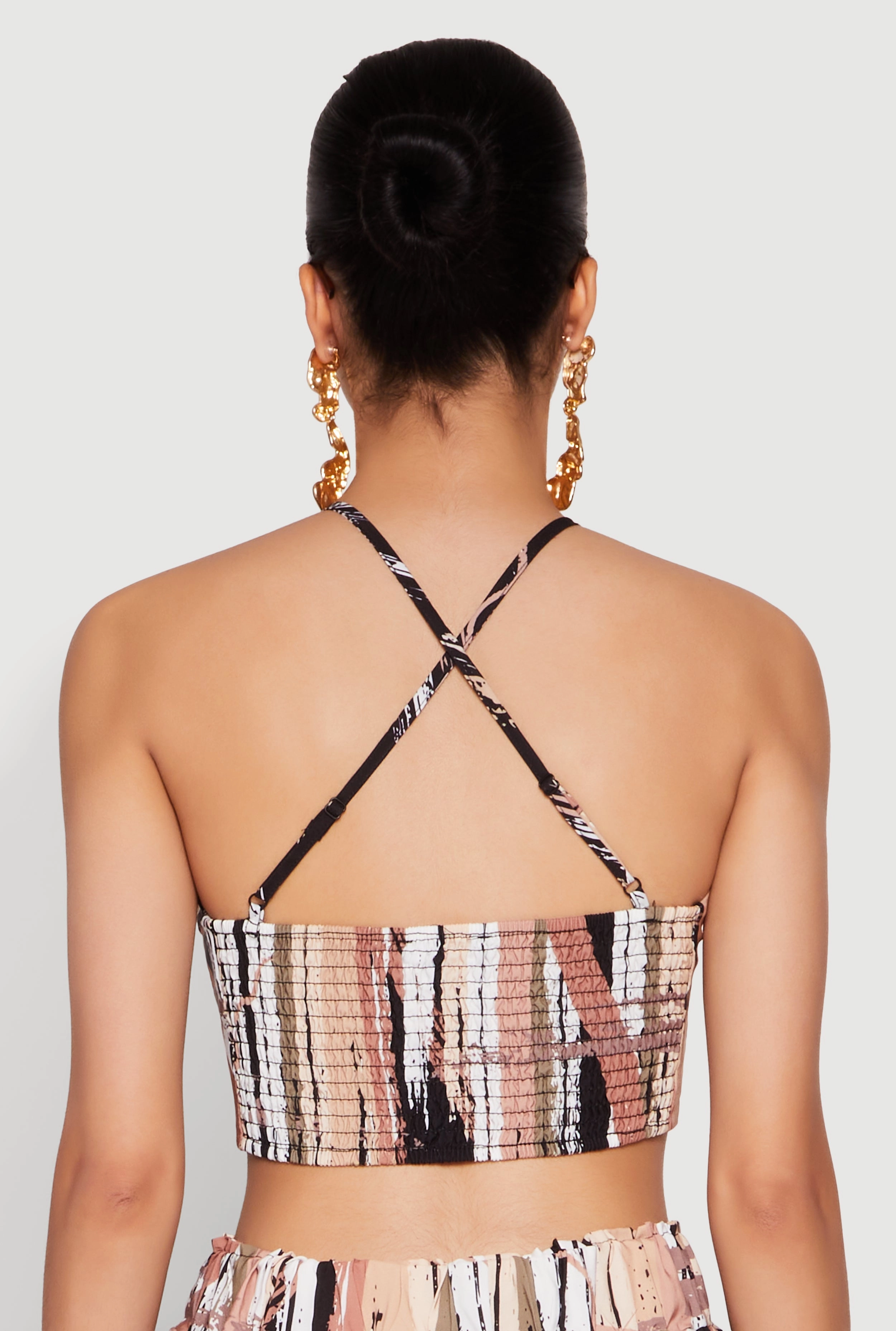 Abstract Brush Stroke Print Crop Top