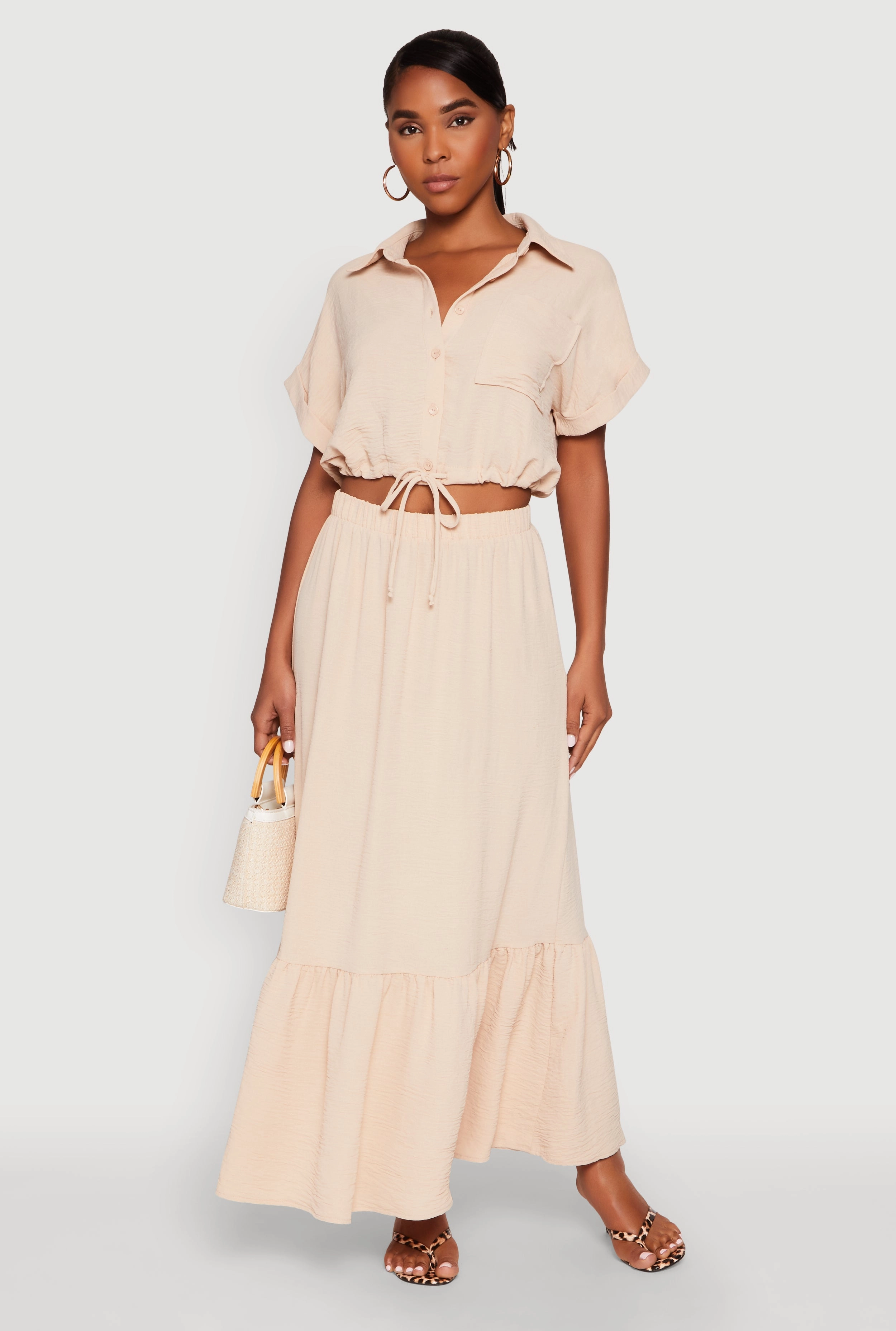 Airy Drawstring Hem Shirt