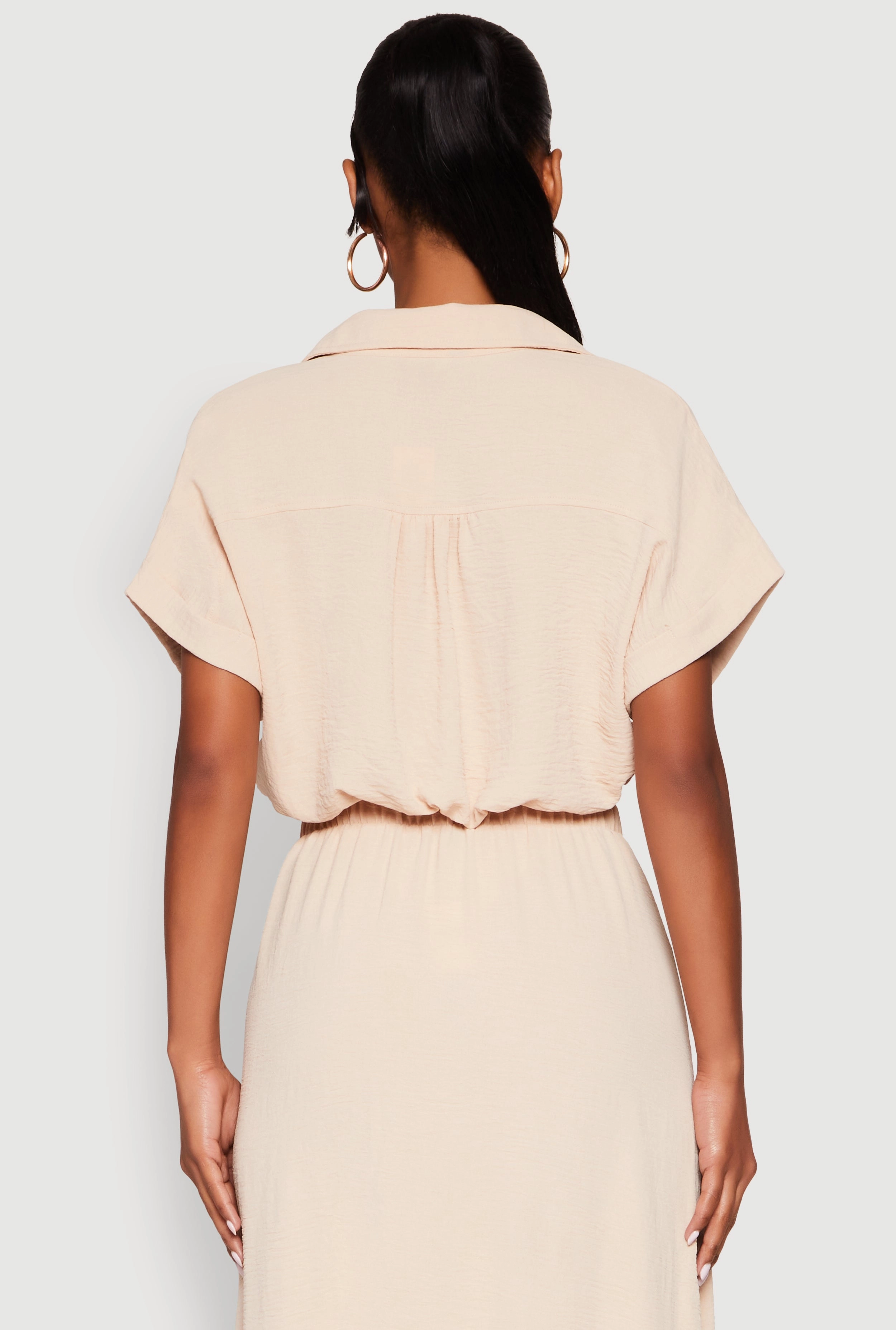 Airy Drawstring Hem Shirt