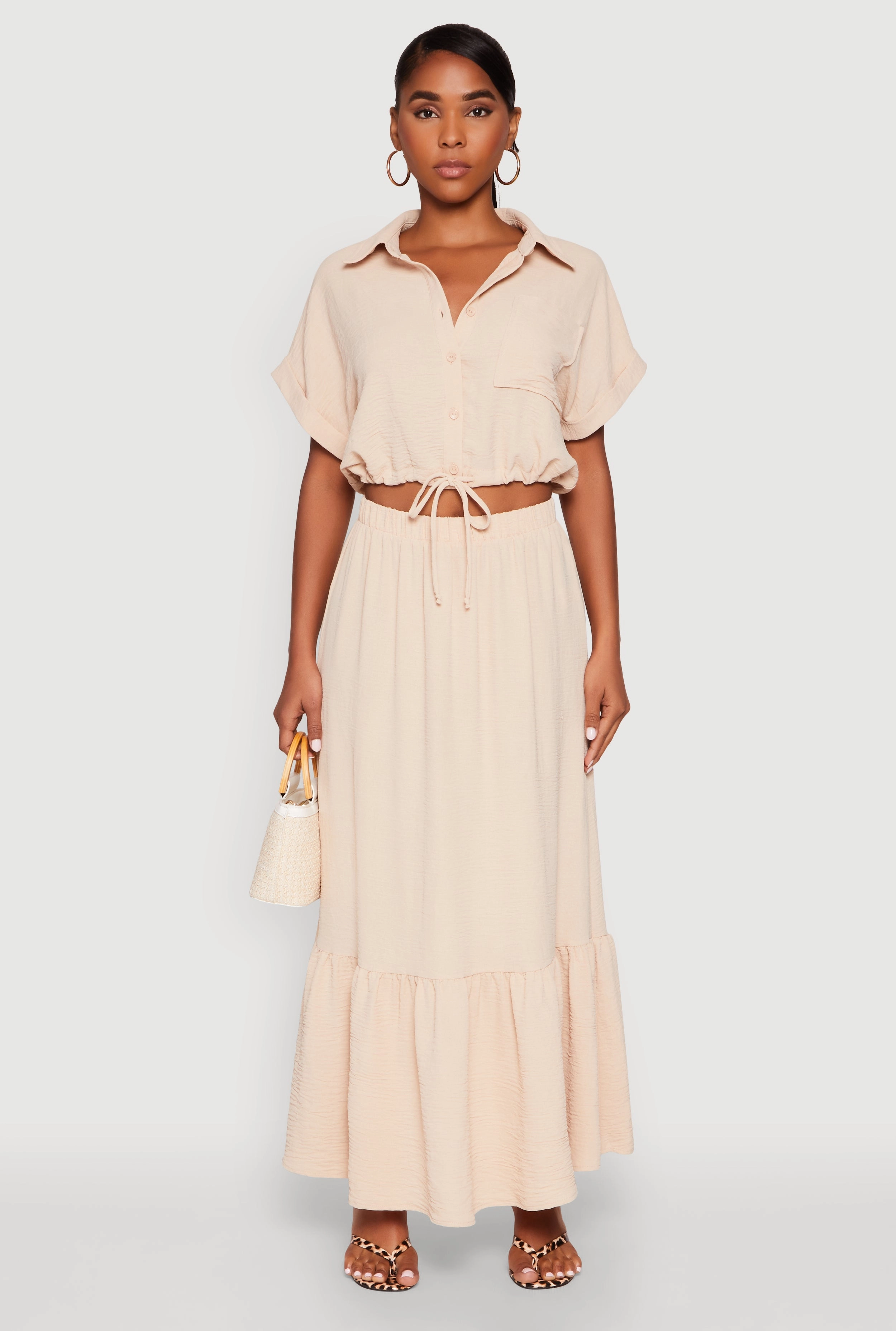 Airy Drawstring Hem Shirt