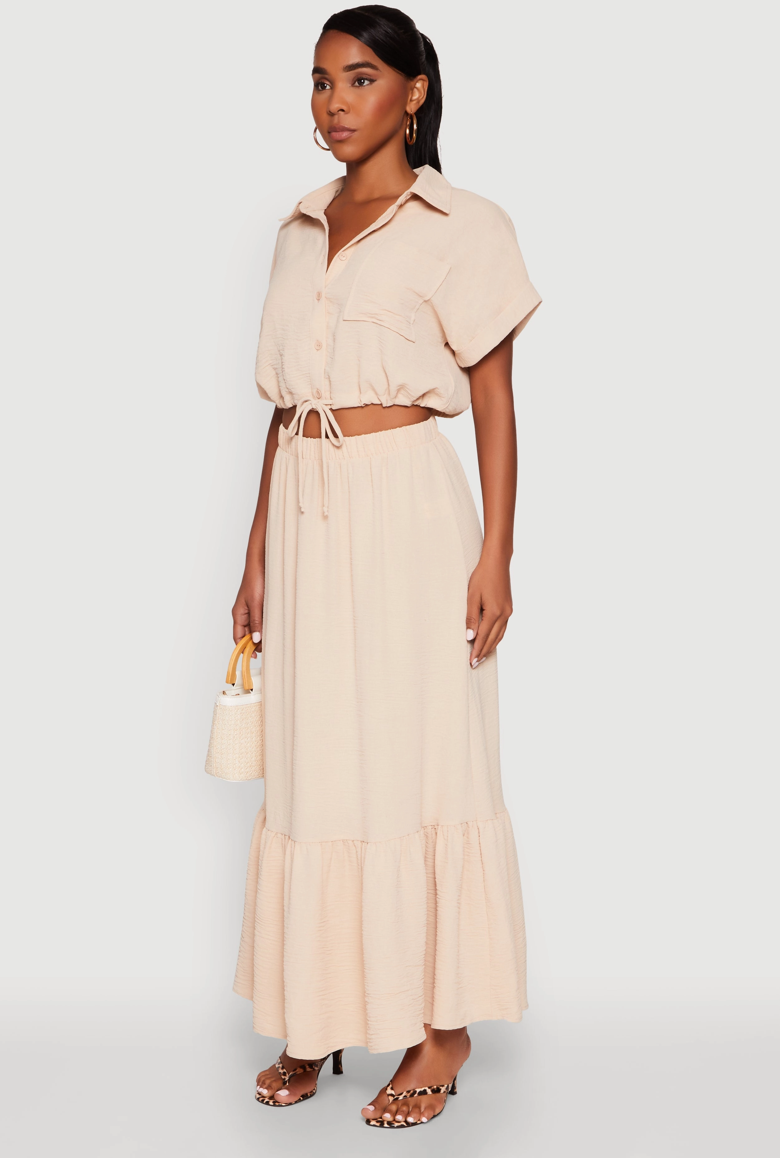 Airy Drawstring Hem Shirt