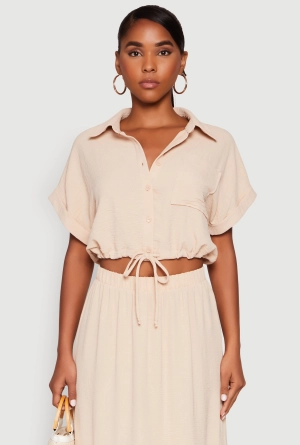Airy Drawstring Hem Shirt