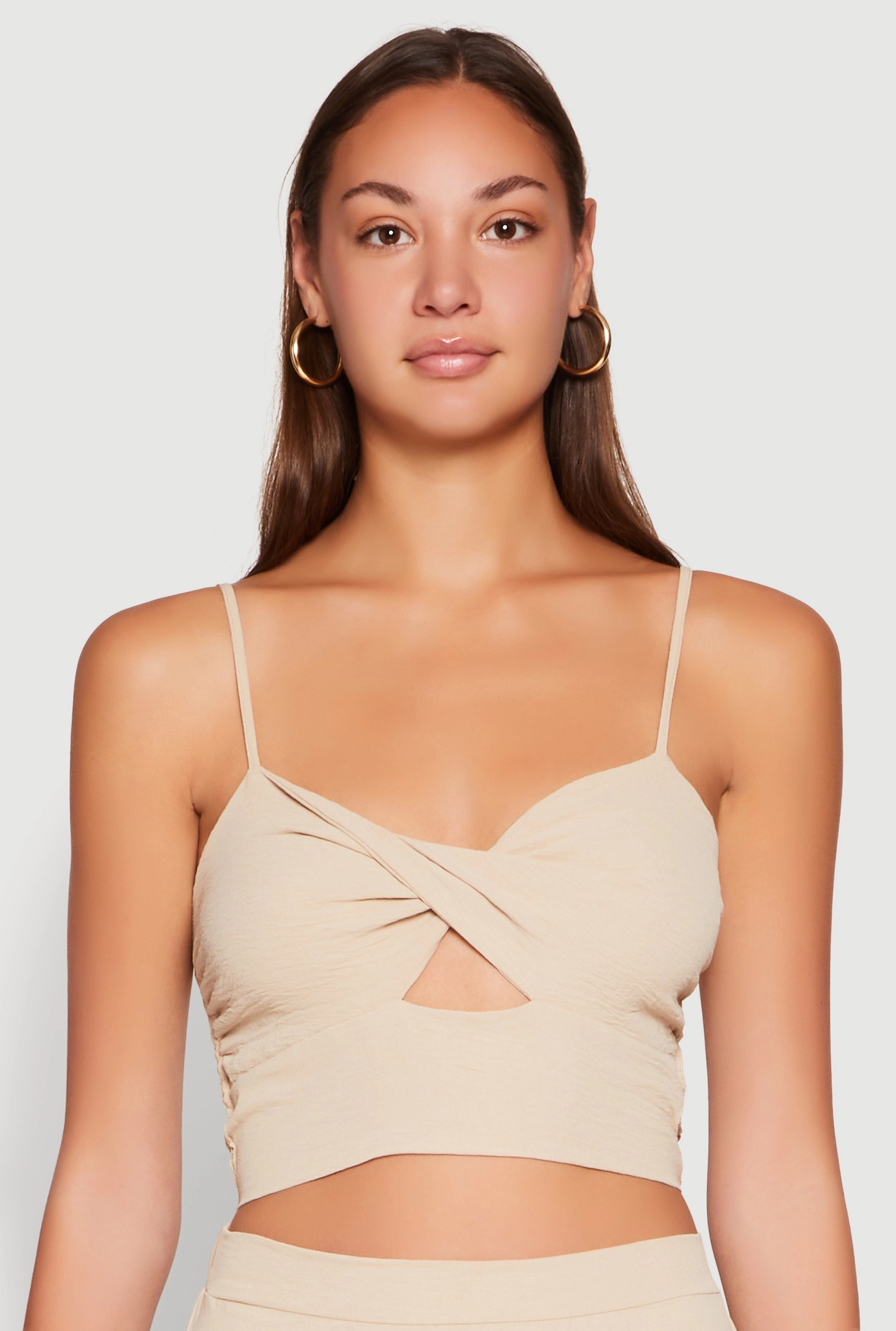 Airy Twist Front Crop Top