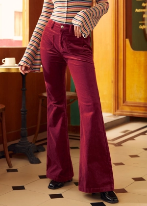 All Aboard For Corduroy Flare-Leg Pants