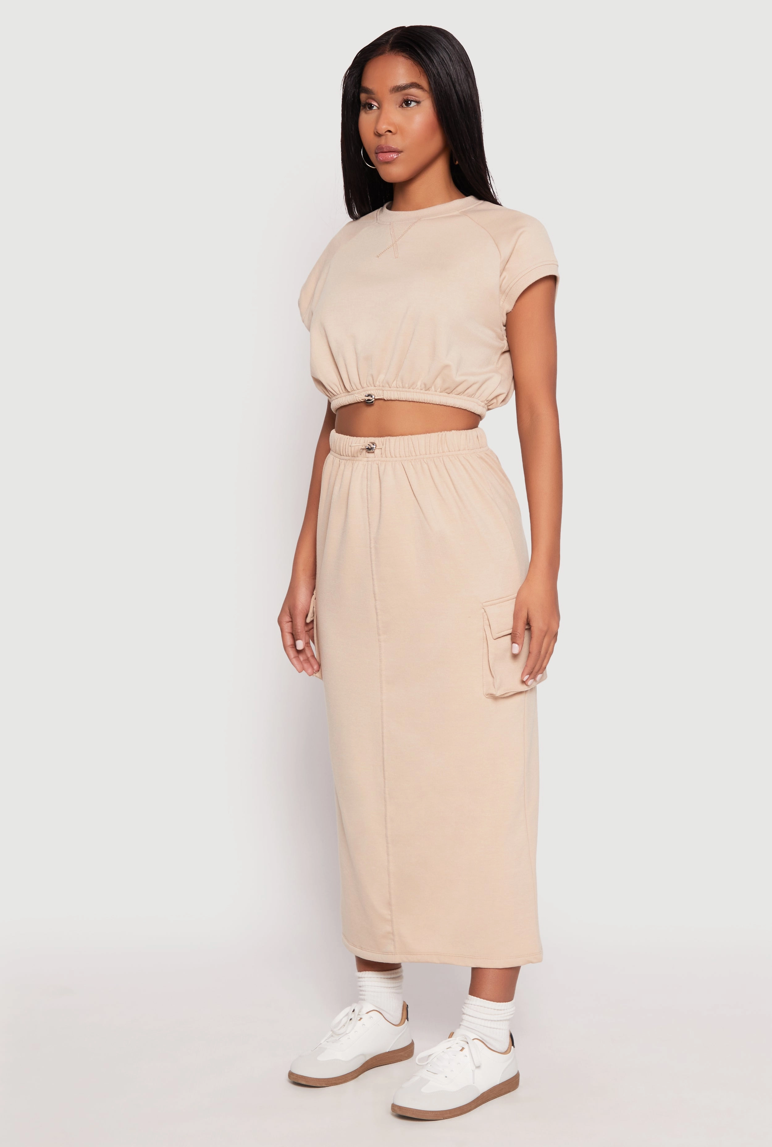 Almost Famous Cap Sleeve Cropped Sweatshirt