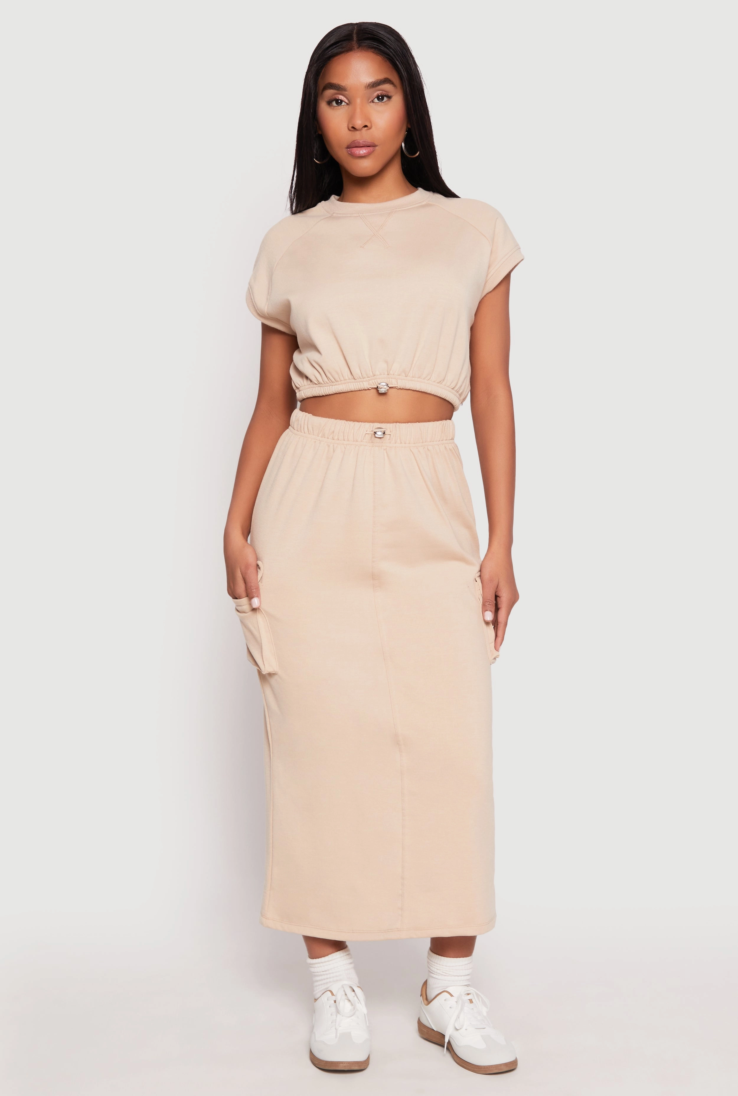 Almost Famous Cap Sleeve Cropped Sweatshirt
