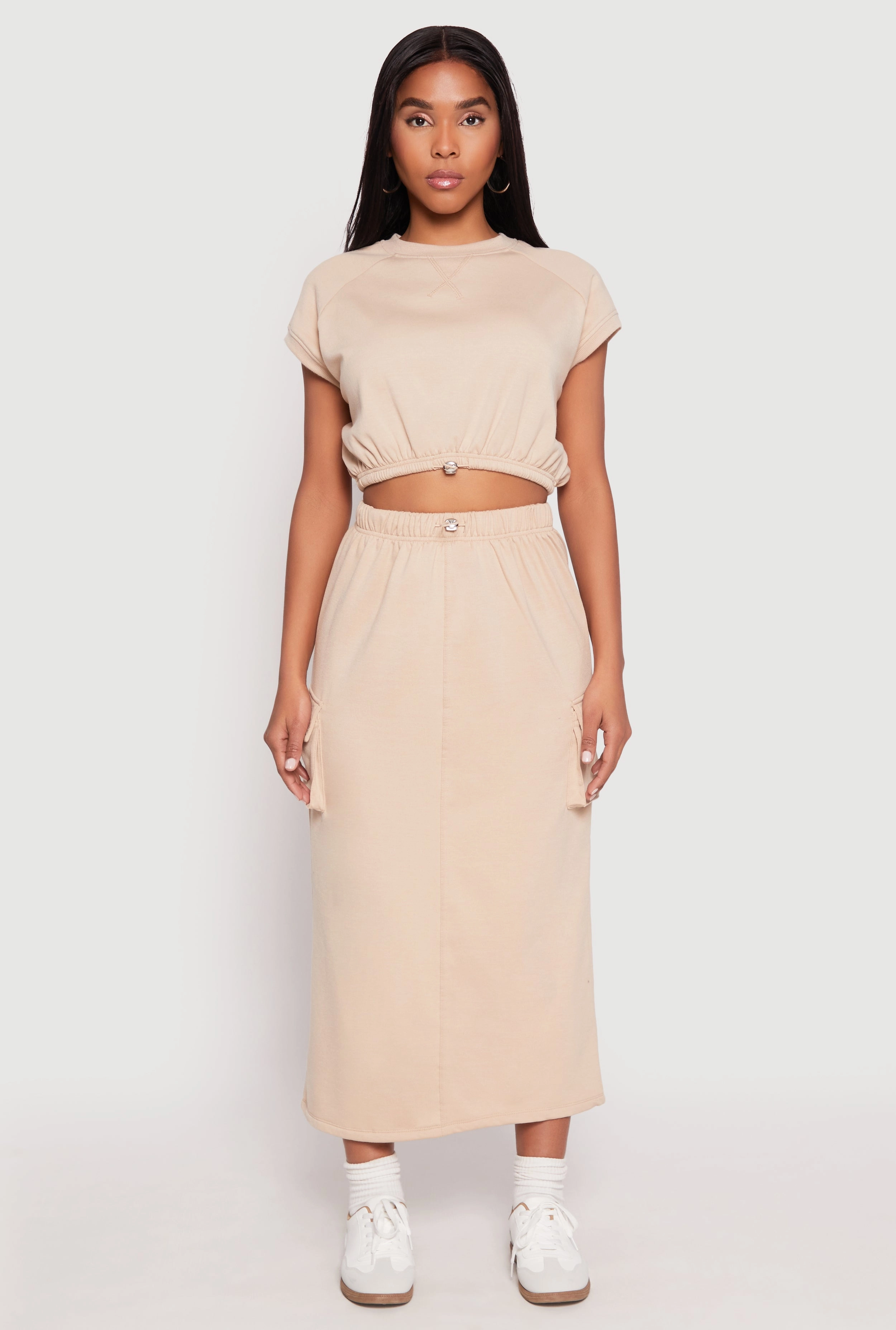 Almost Famous Cap Sleeve Cropped Sweatshirt