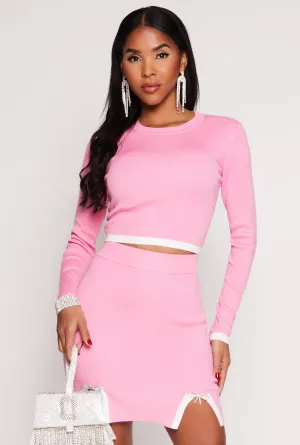 Almost Famous Contrast Trim Cropped Sweater