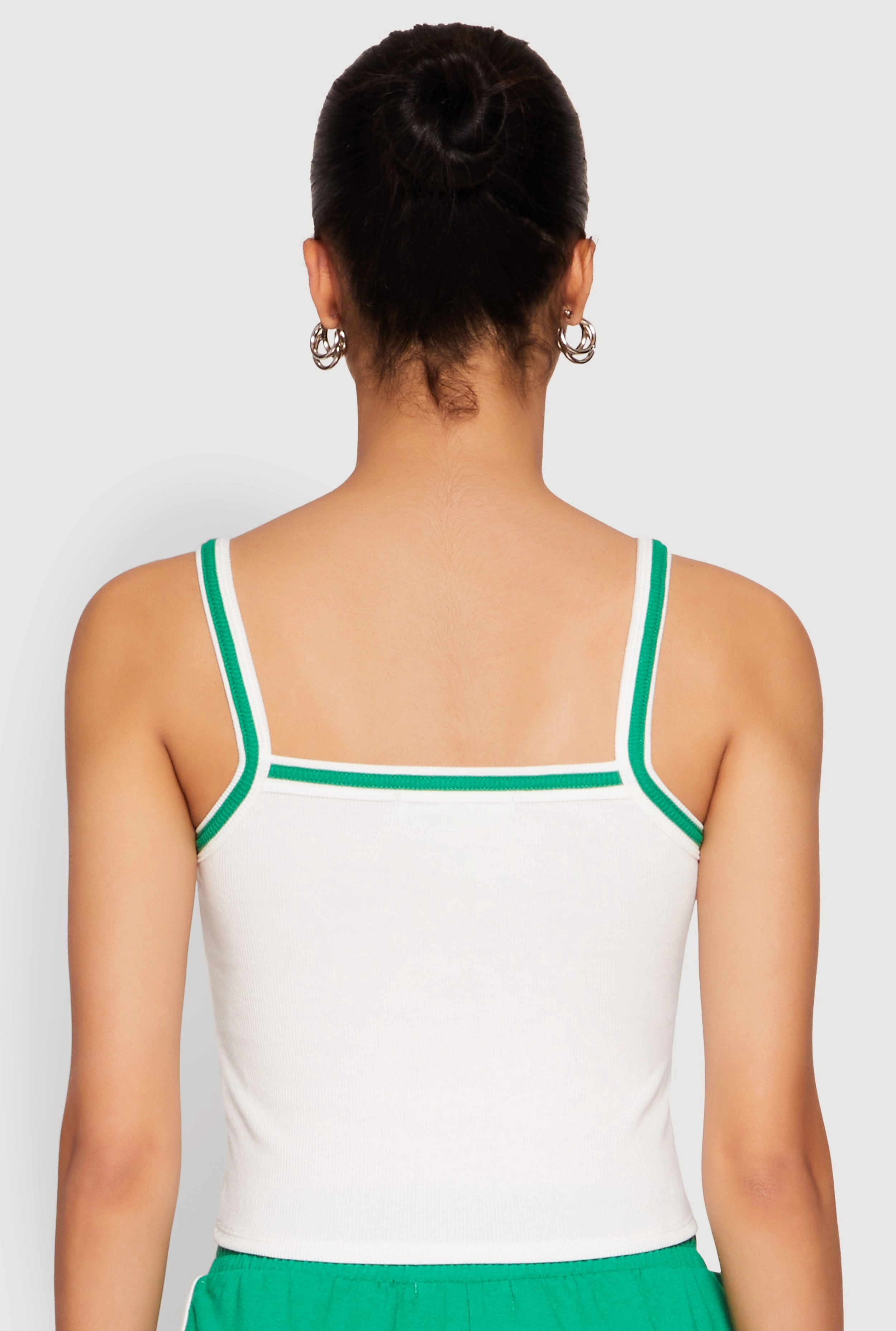 Almost Famous Contrast Trim Graphic Print Crop Cami