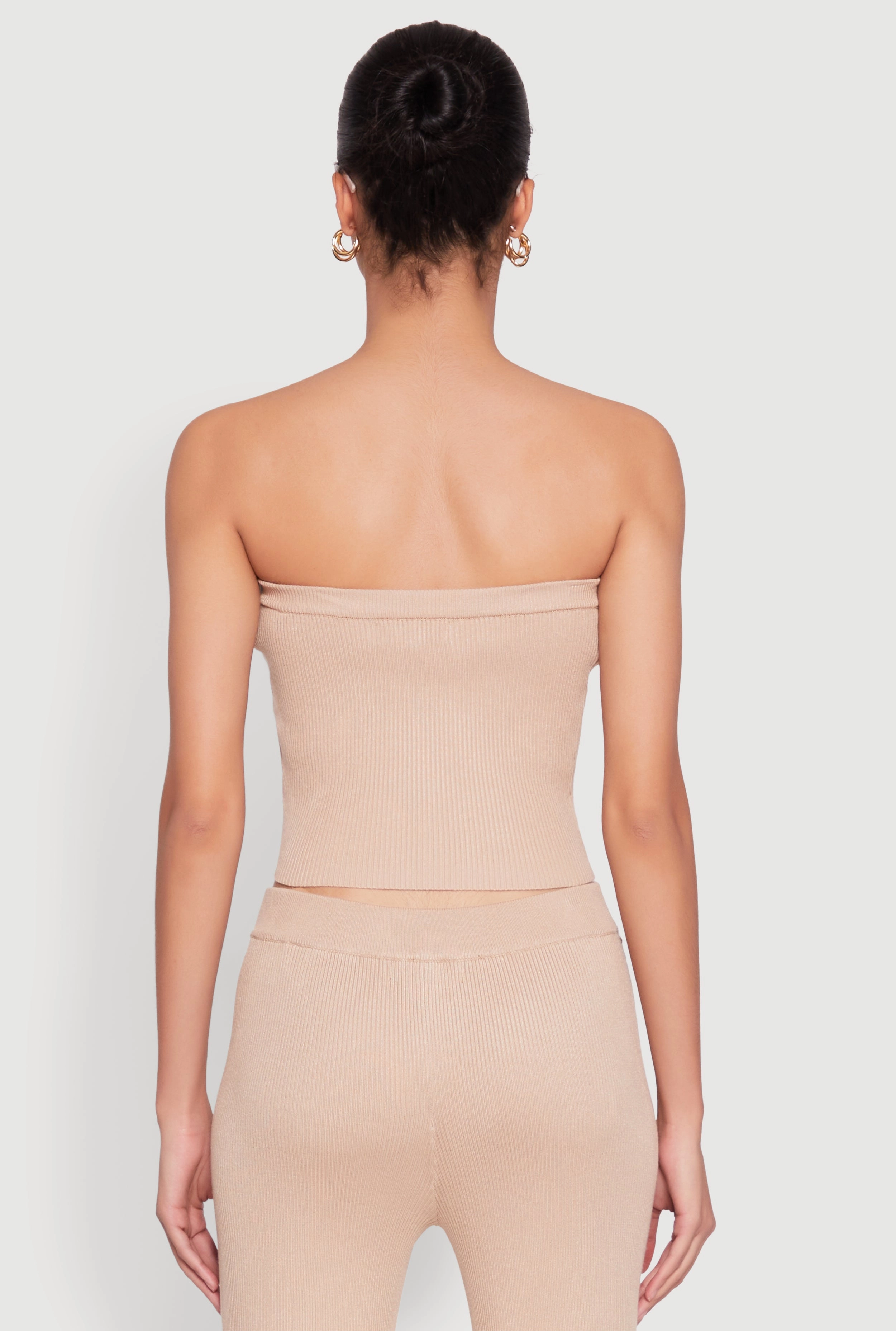 Almost Famous Drawstring Lace Trim Tube Top