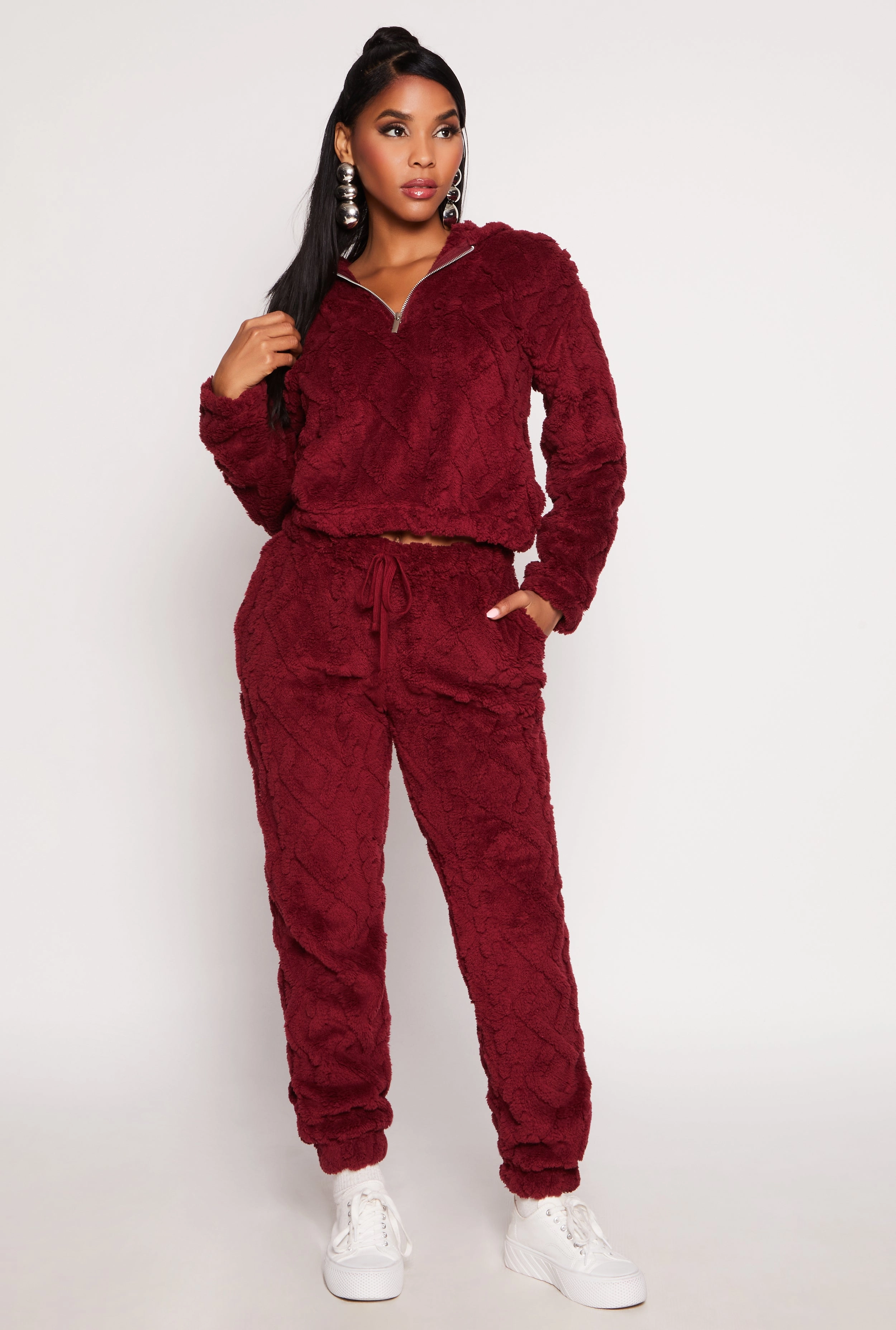 Almost Famous Faux Fur Half Zip Hoodie