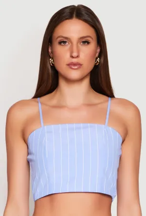 Almost Famous Pinstripe Poplin Smocked Back Cami