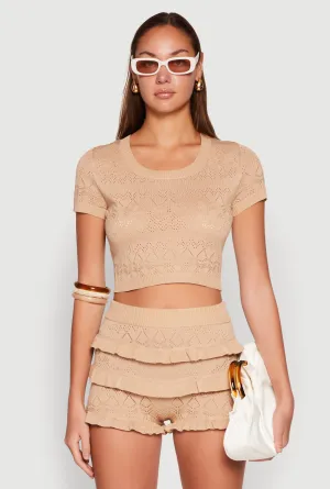 Almost Famous Pointelle Knit Crop Top