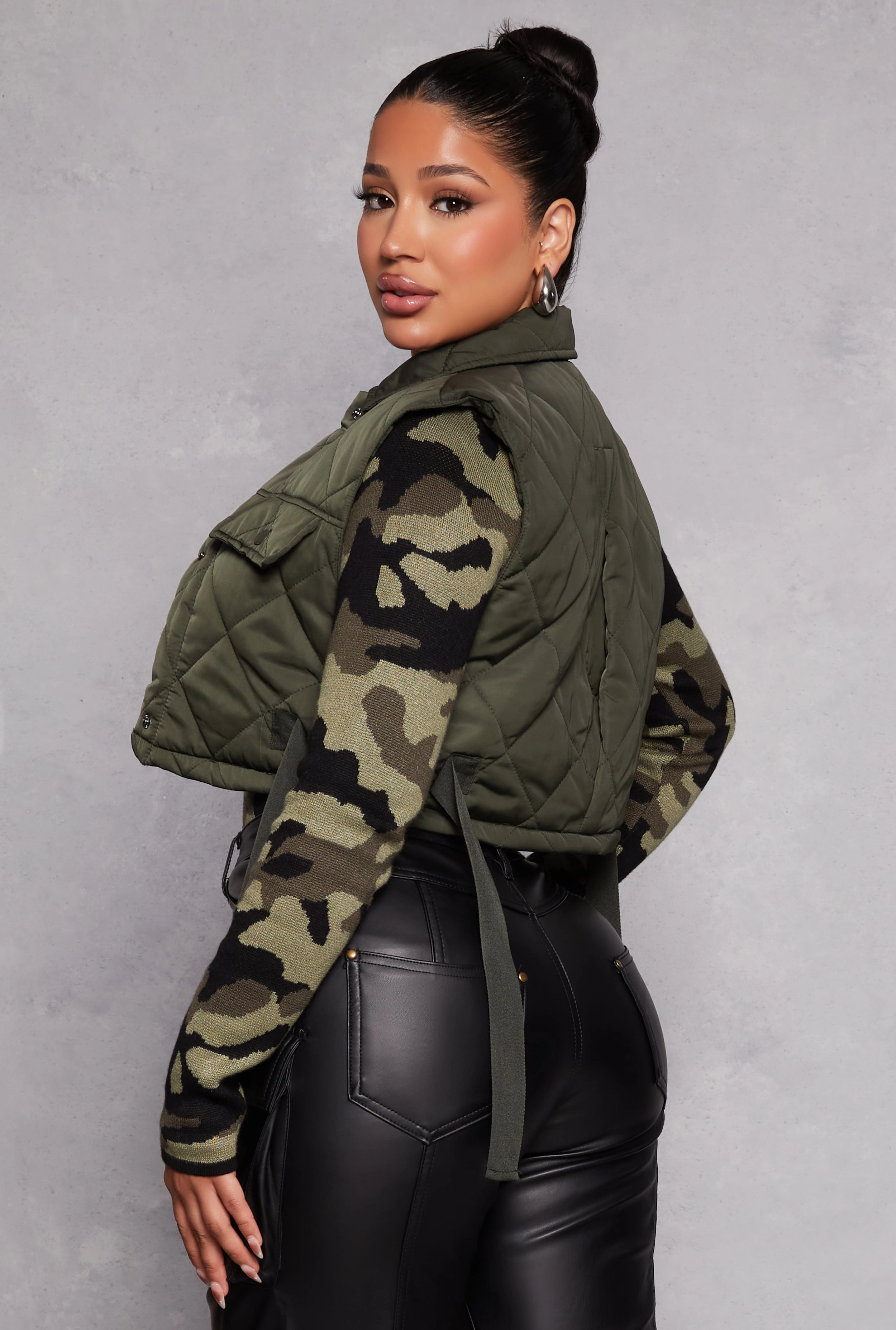 Almost Famous Quilted Snap Button Front Vest