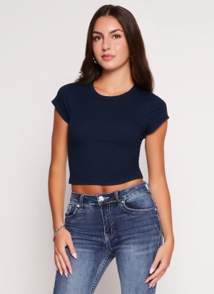 Ambiance Ribbed Knit Crew Neck Crop Top