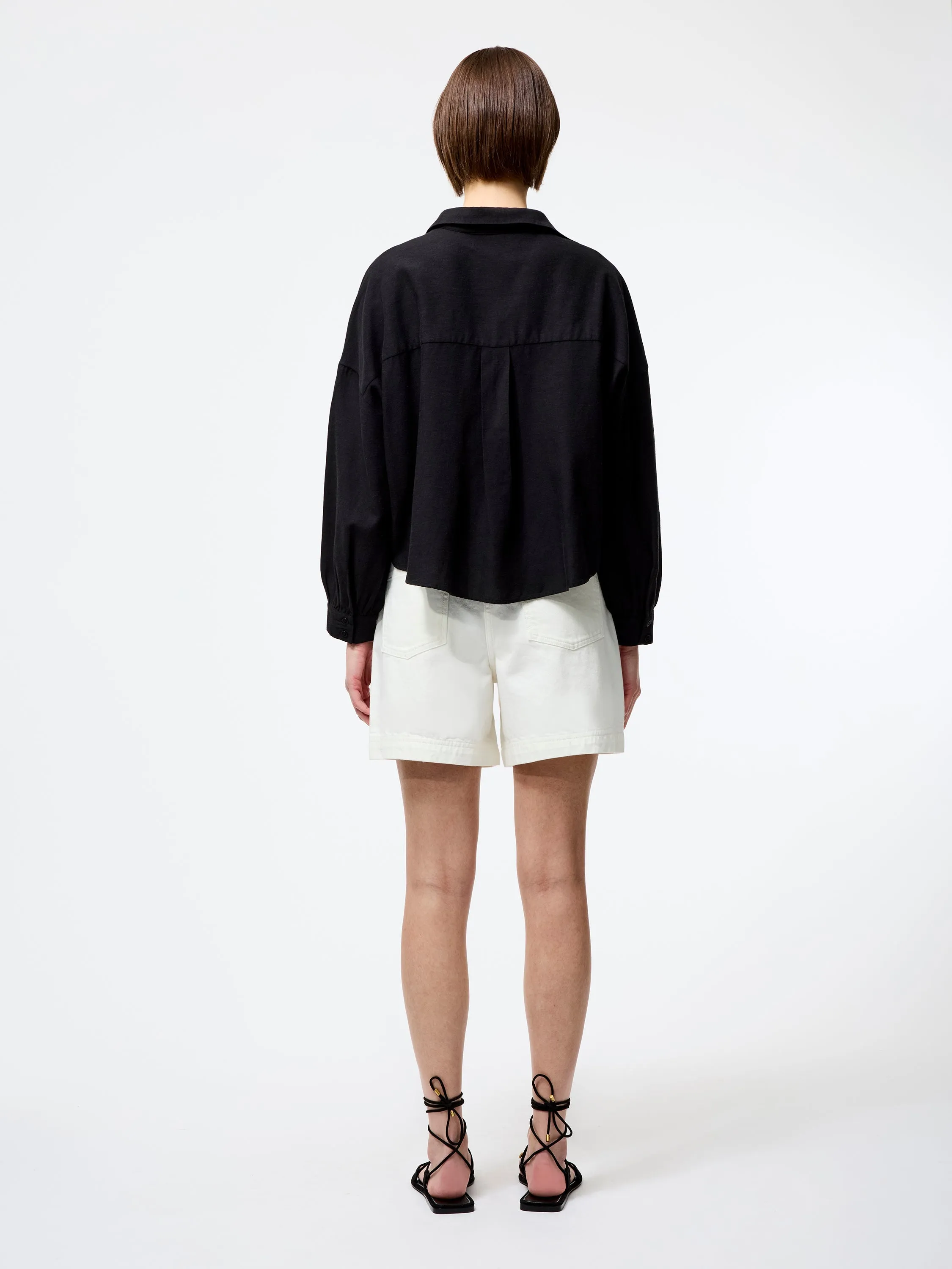 Ariette Linen Blend Long Sleeve Tuck Shirt