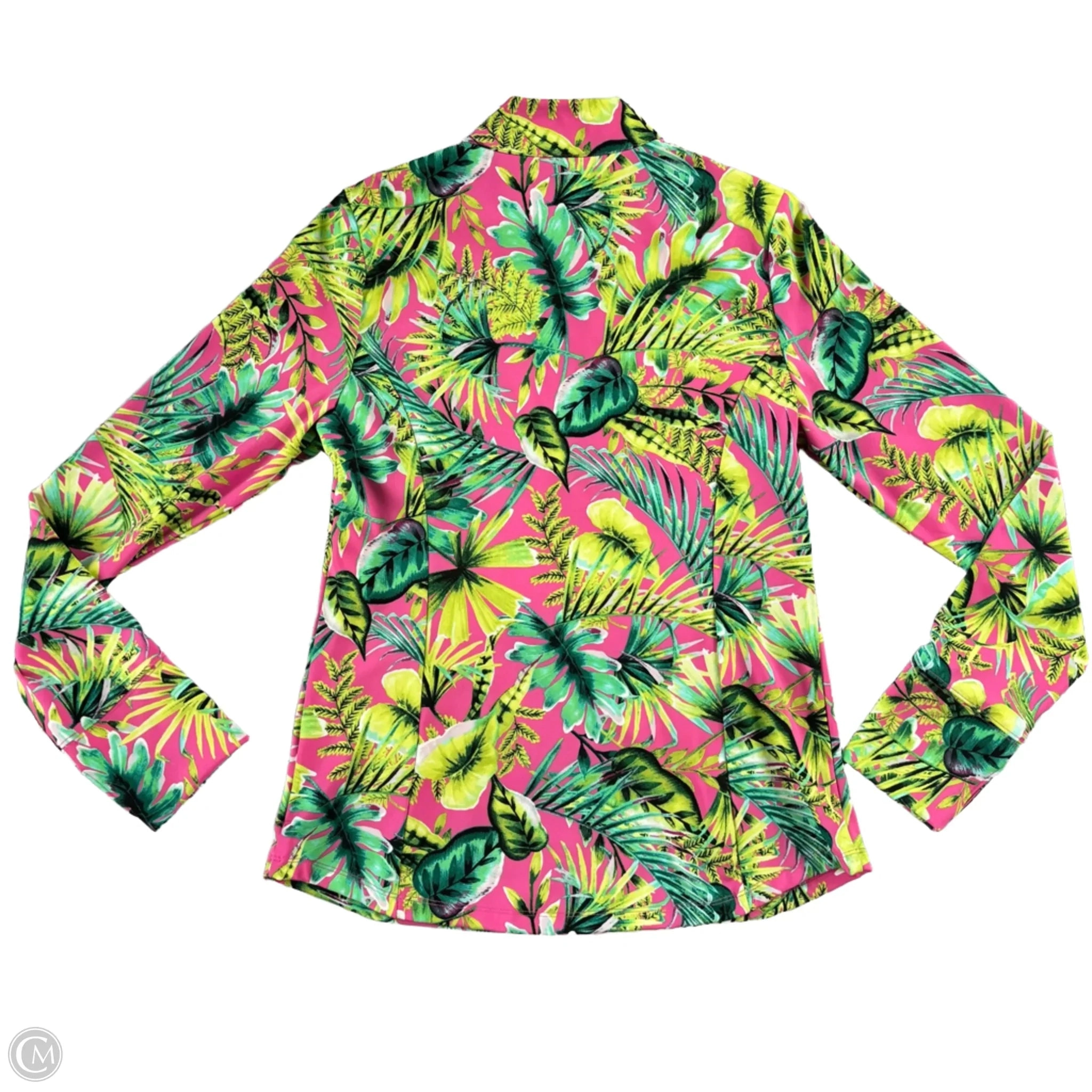 Athletic Top Long Sleeve Collar By Tommy Bahama In Green & Pink, Size: L