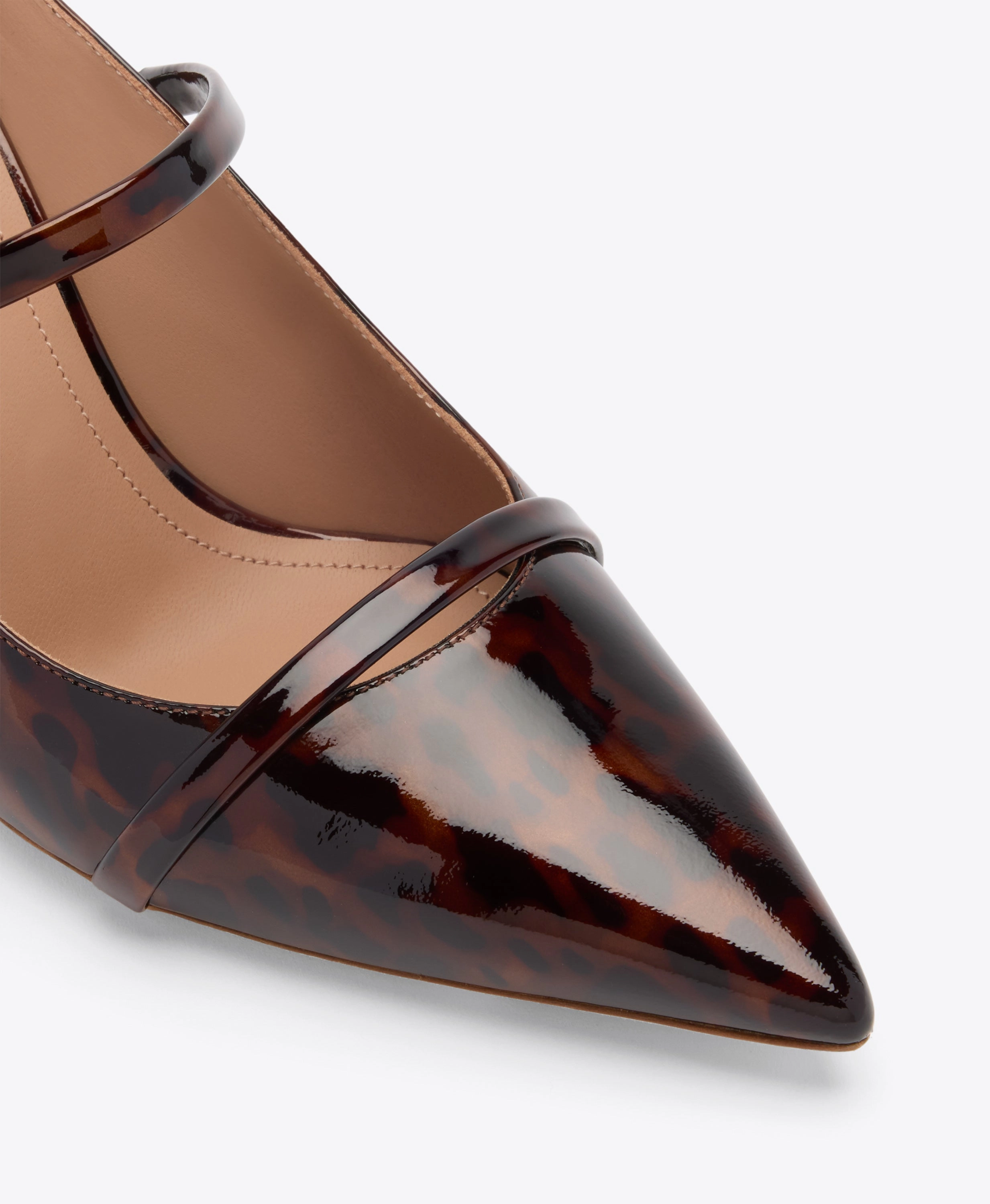 Aurora 70 Leopard Patent Heeled Mules