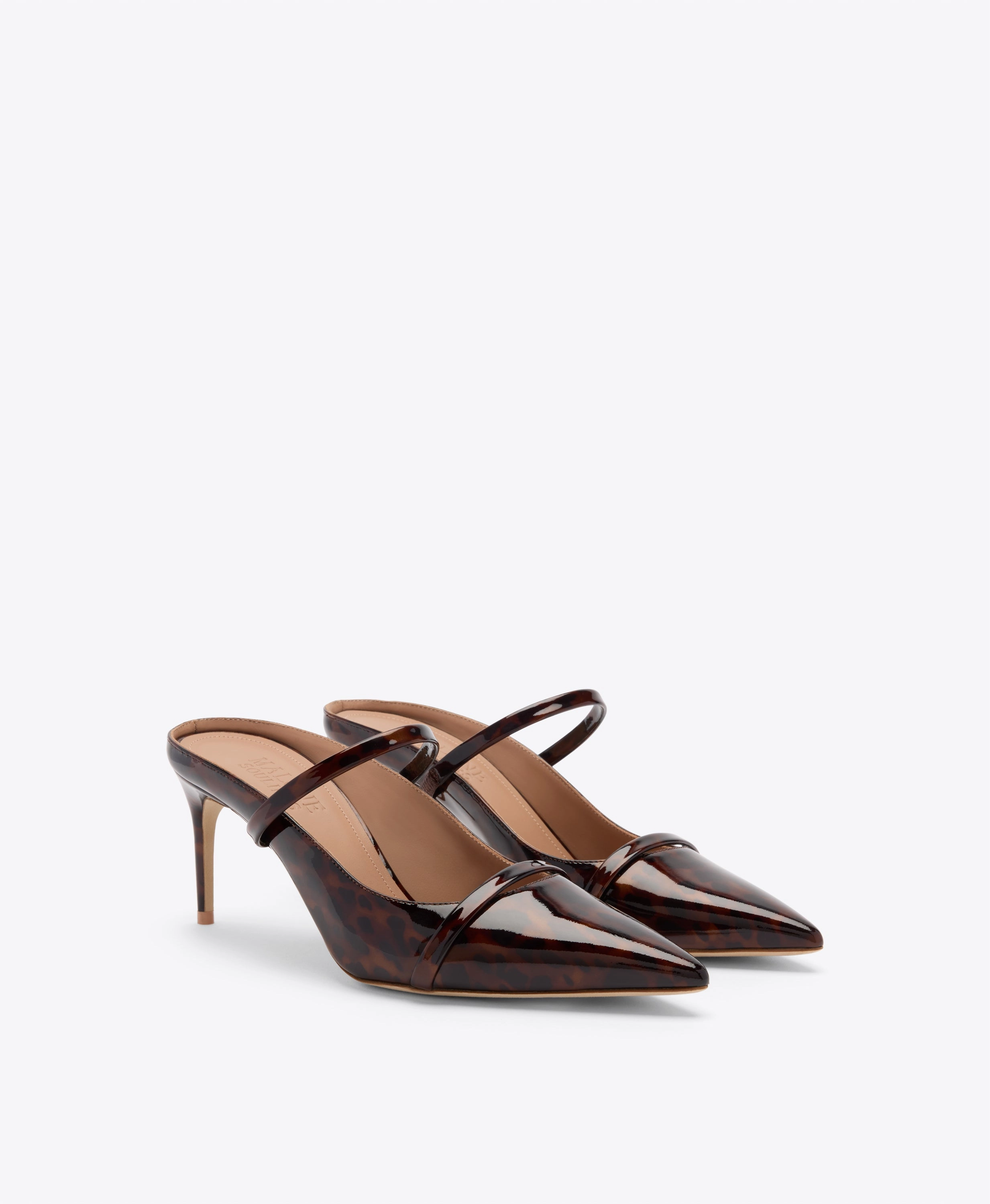 Aurora 70 Leopard Patent Heeled Mules