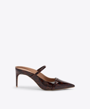 Aurora 70 Leopard Patent Heeled Mules