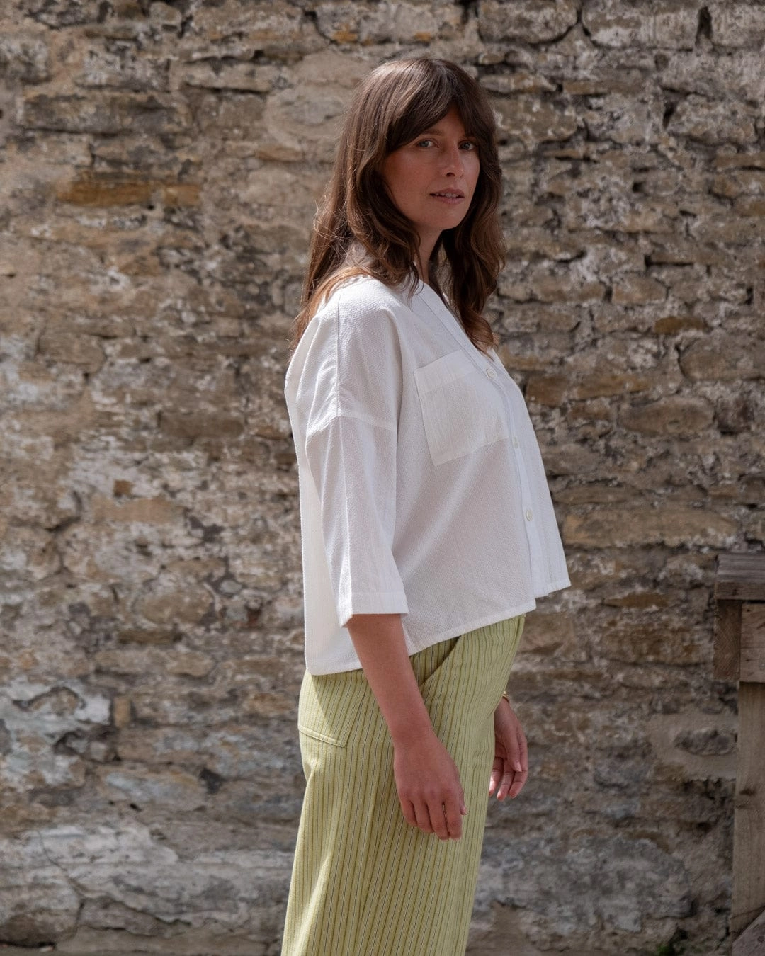 Ava Women's Cotton Blouse | White Stripes