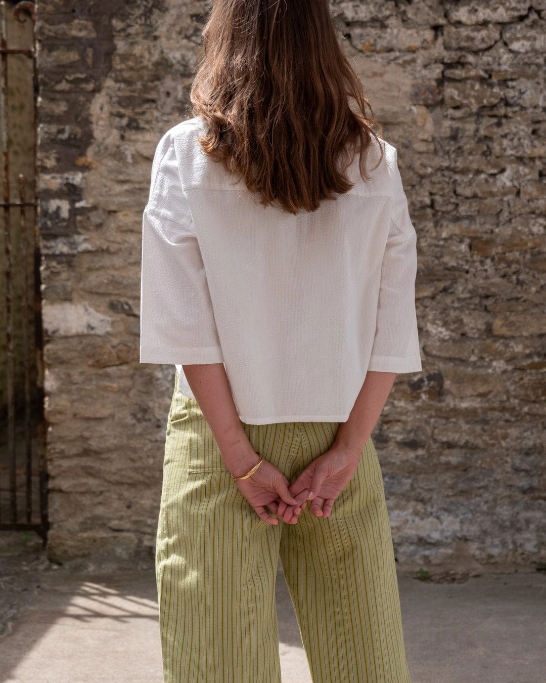 Ava Women's Cotton Blouse | White Stripes