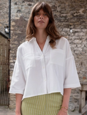 Ava Women's Cotton Blouse | White Stripes