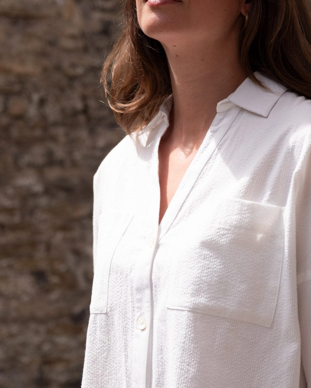 Ava Women's Cotton Blouse | White Stripes