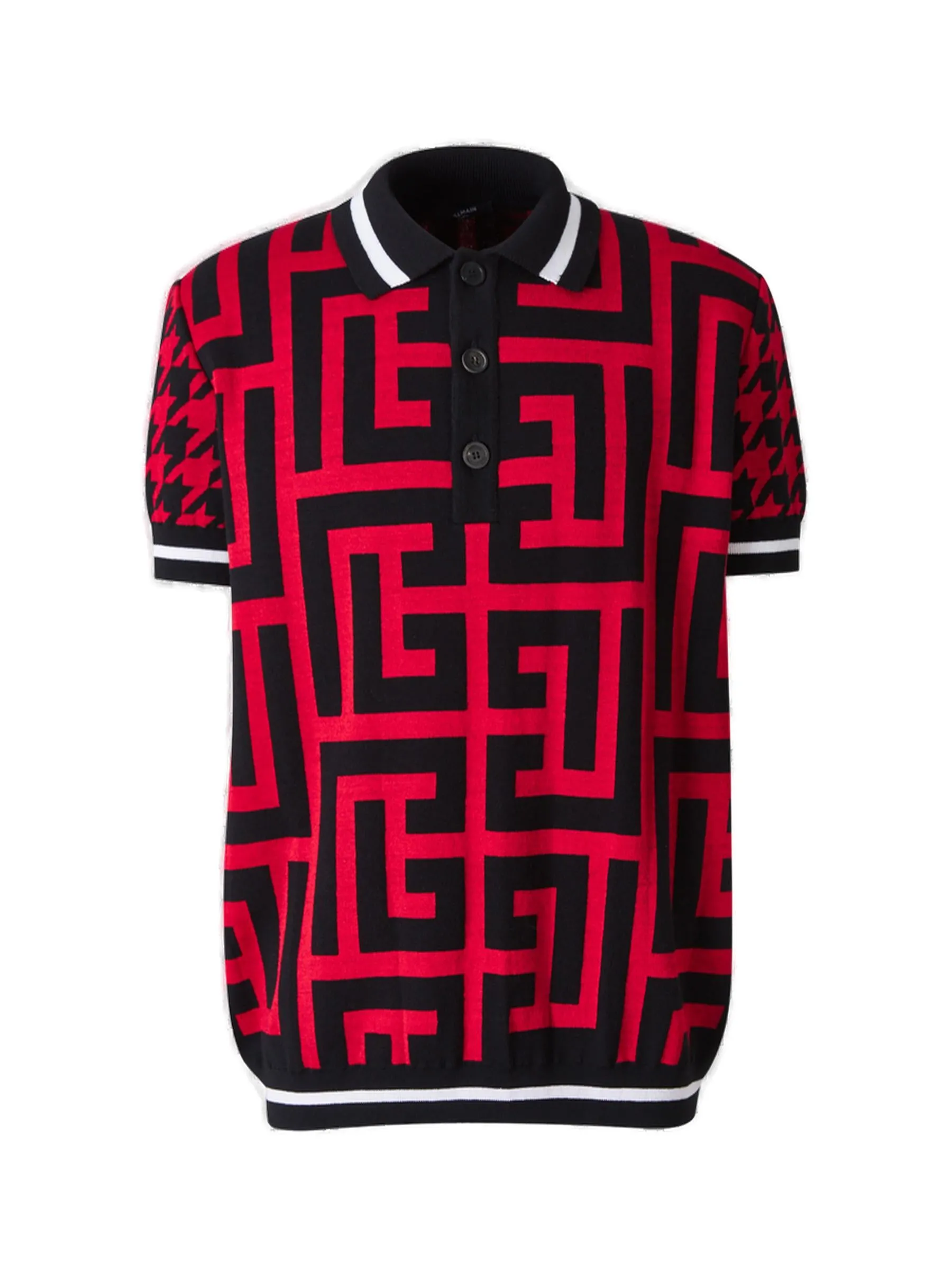 Balmain Monogram Knit Polo Shirt