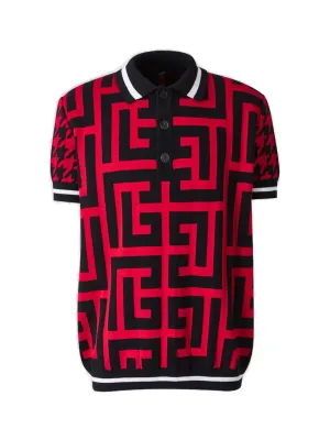 Balmain Monogram Knit Polo Shirt