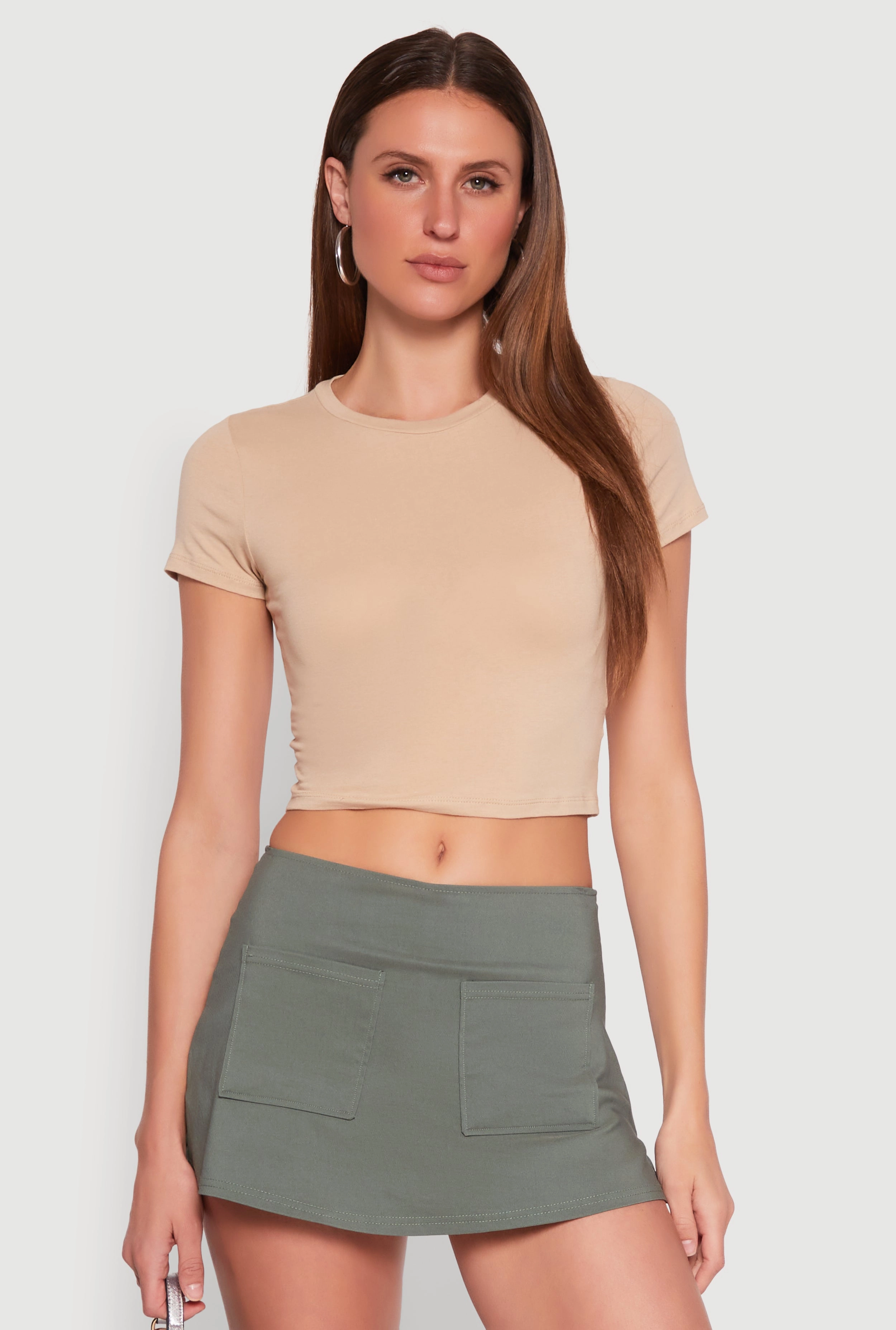 Basic Crew Neck Cropped Tee