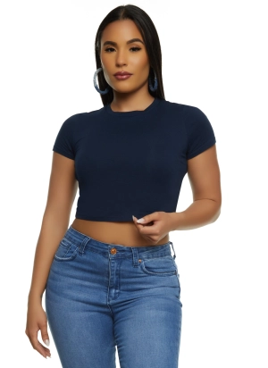 Basic Crew Neck Cropped Tee