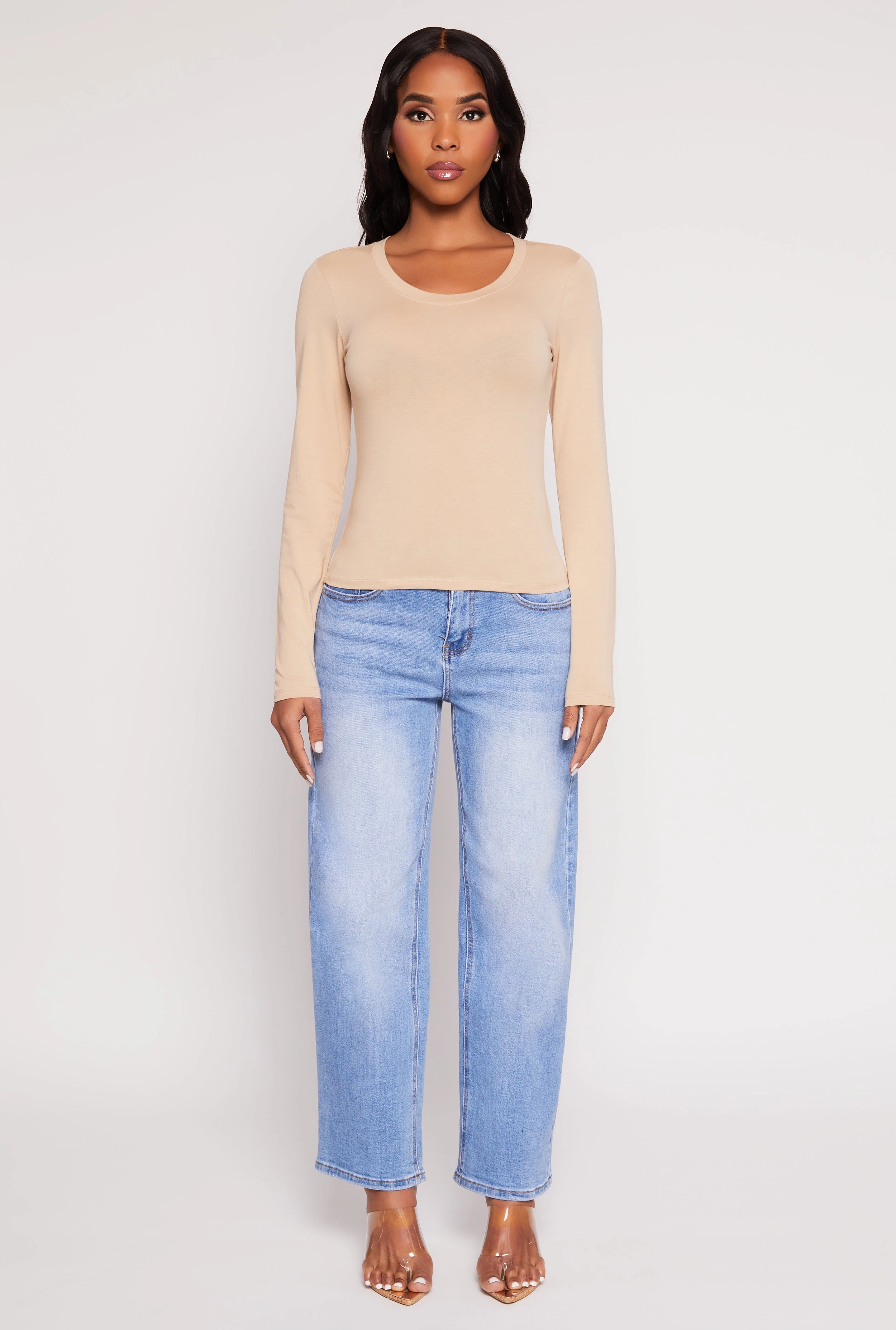 Basic Scoop Neck Long Sleeve Top