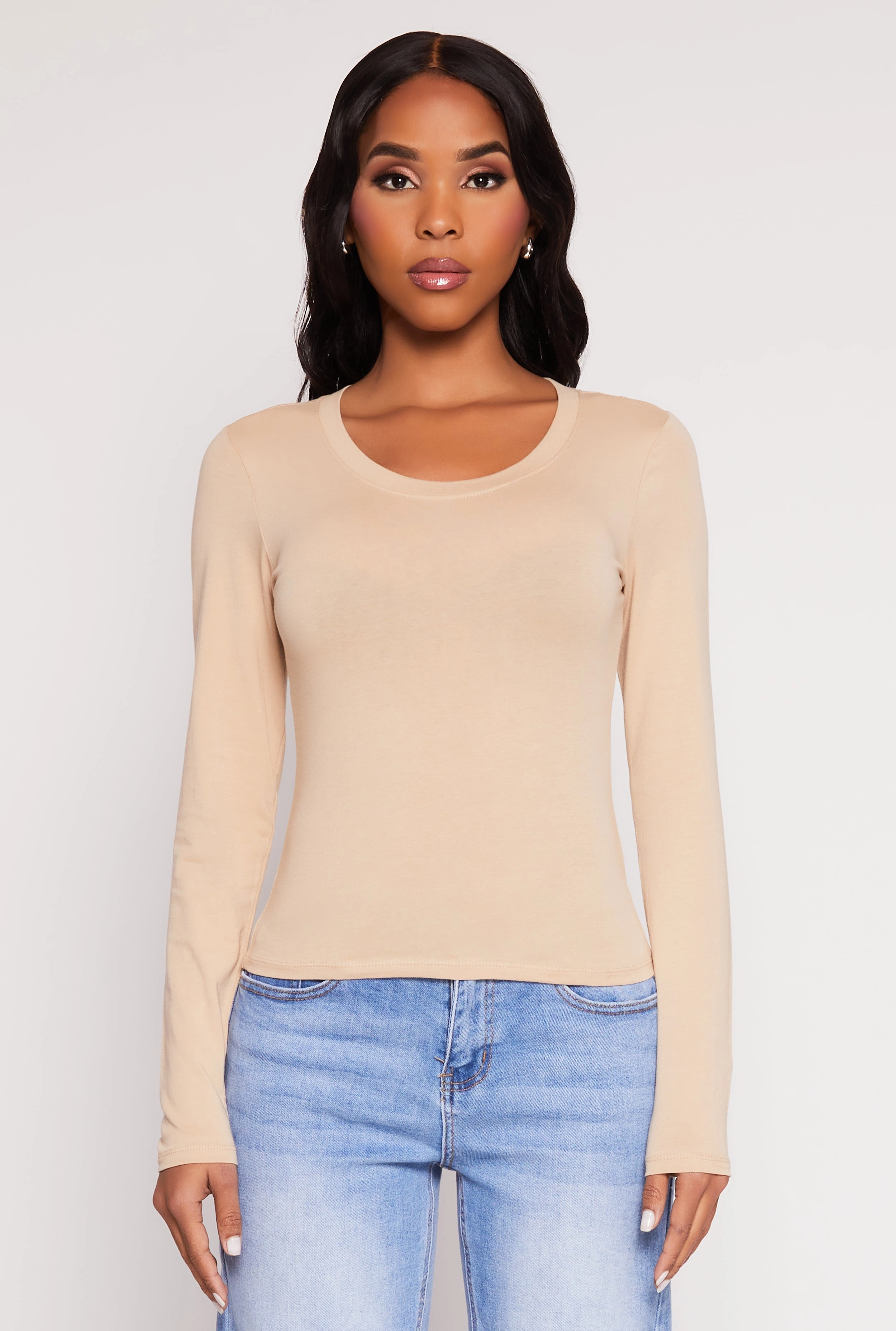 Basic Scoop Neck Long Sleeve Top