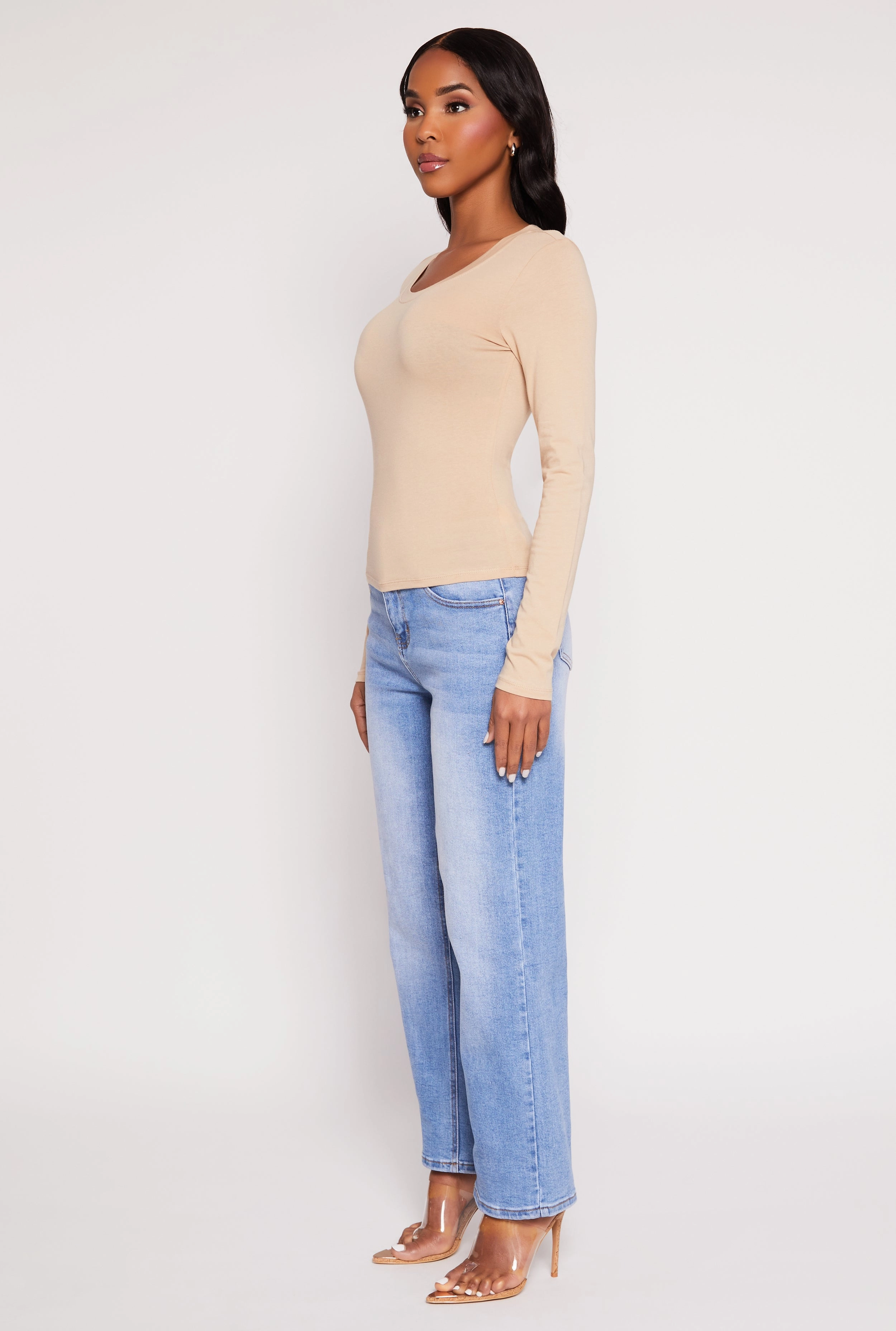 Basic Scoop Neck Long Sleeve Top