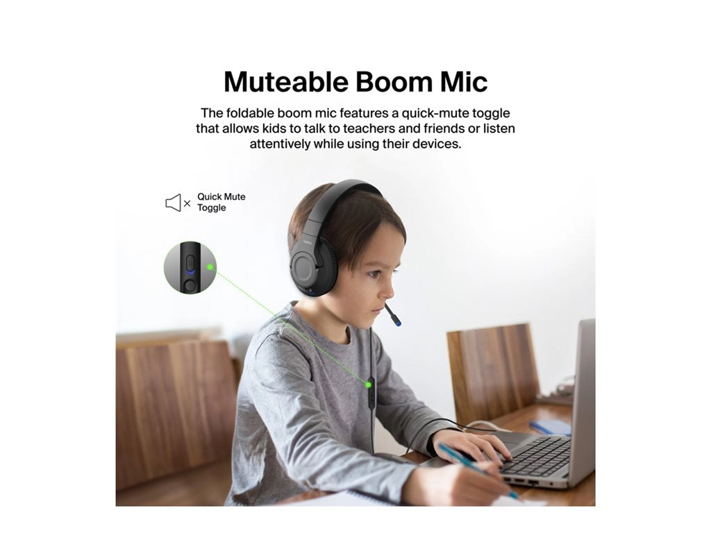 Belkin SoundForm Inspire - Headset - full size - wired - 3.5 mm jack, USB-C - black AUD007FQBK