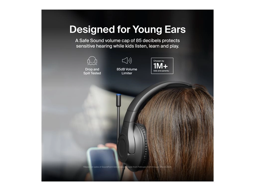 Belkin SoundForm Inspire - Headset - full size - wired - 3.5 mm jack, USB-C - black AUD007FQBK