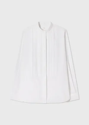 Bib Front Tuxedo Shirt in Cotton - White