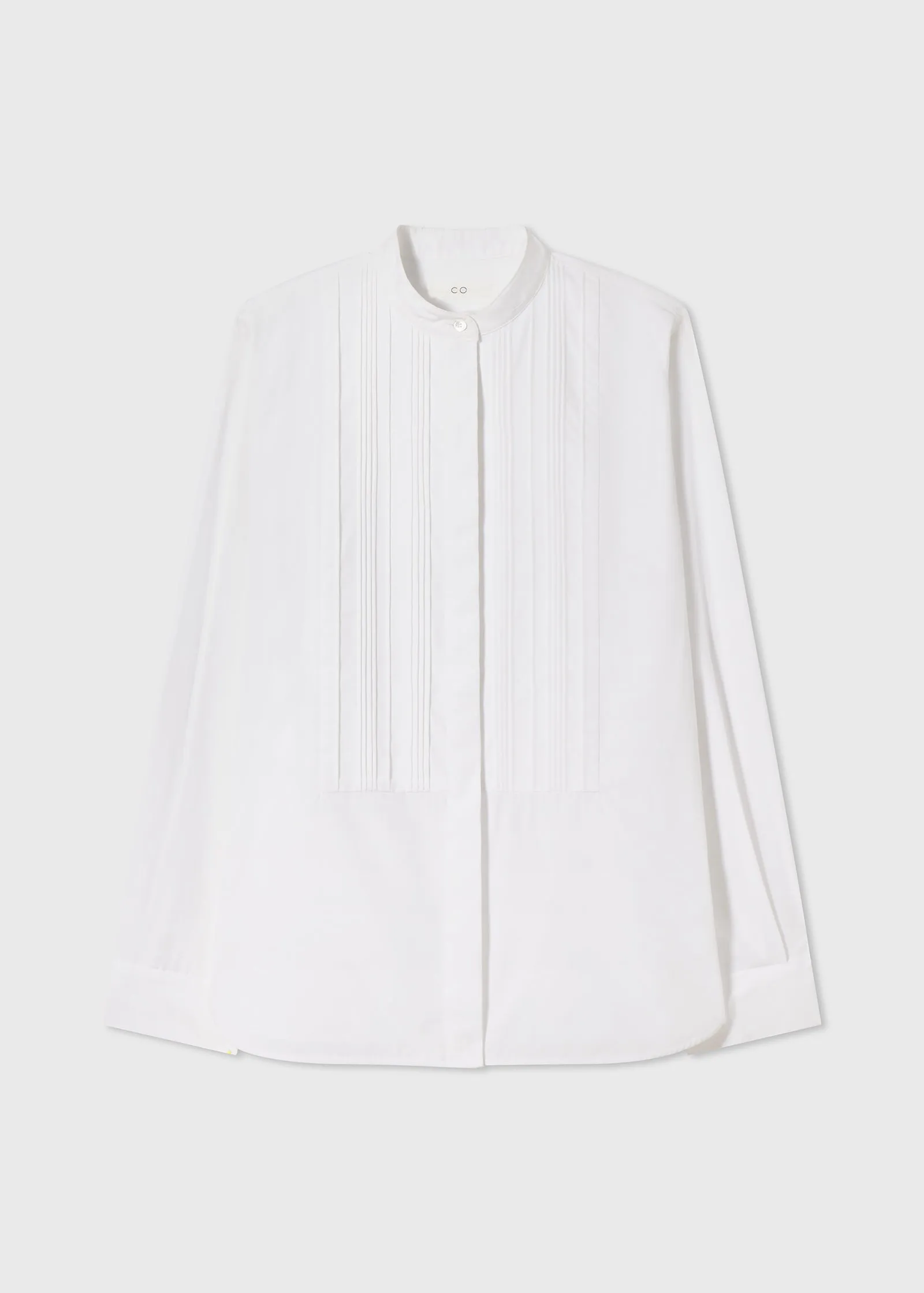 Bib Front Tuxedo Shirt in Cotton - White