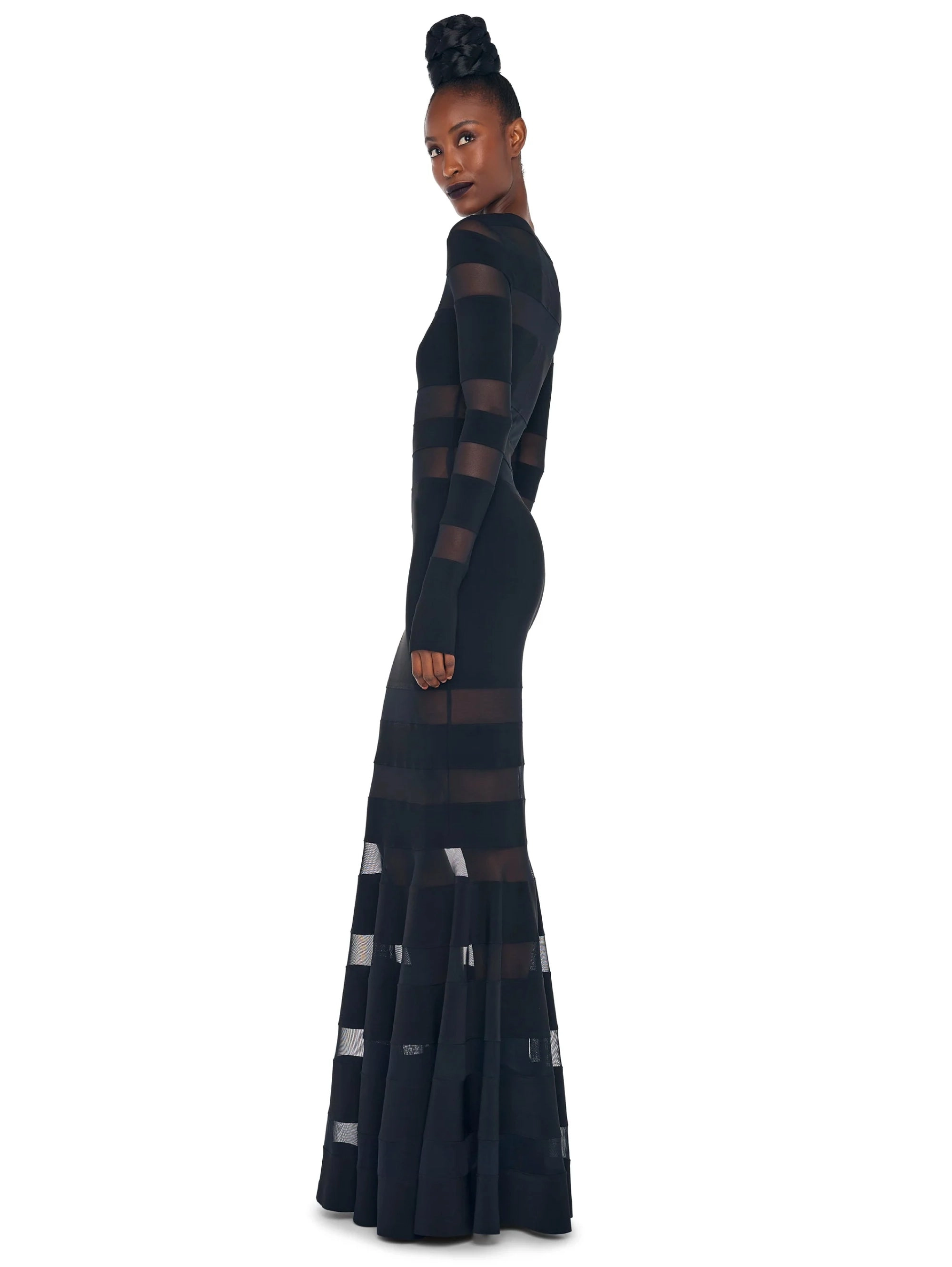 Black Fishtail Long Sleeve Dress