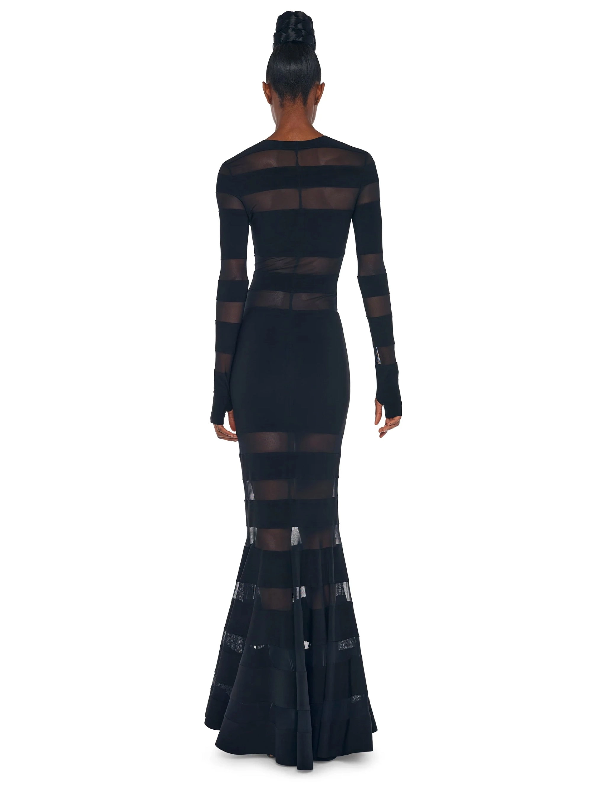 Black Fishtail Long Sleeve Dress