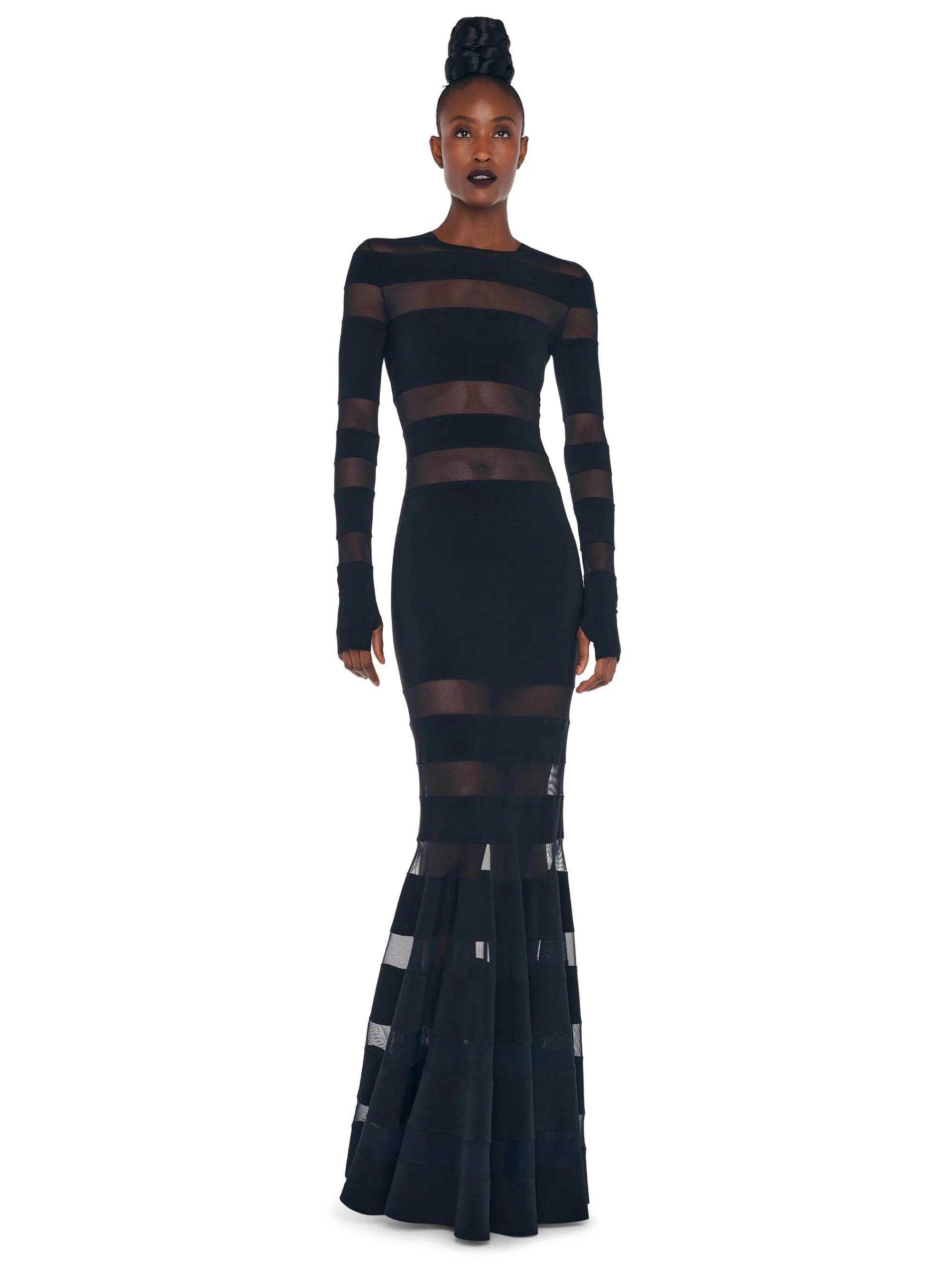 Black Fishtail Long Sleeve Dress
