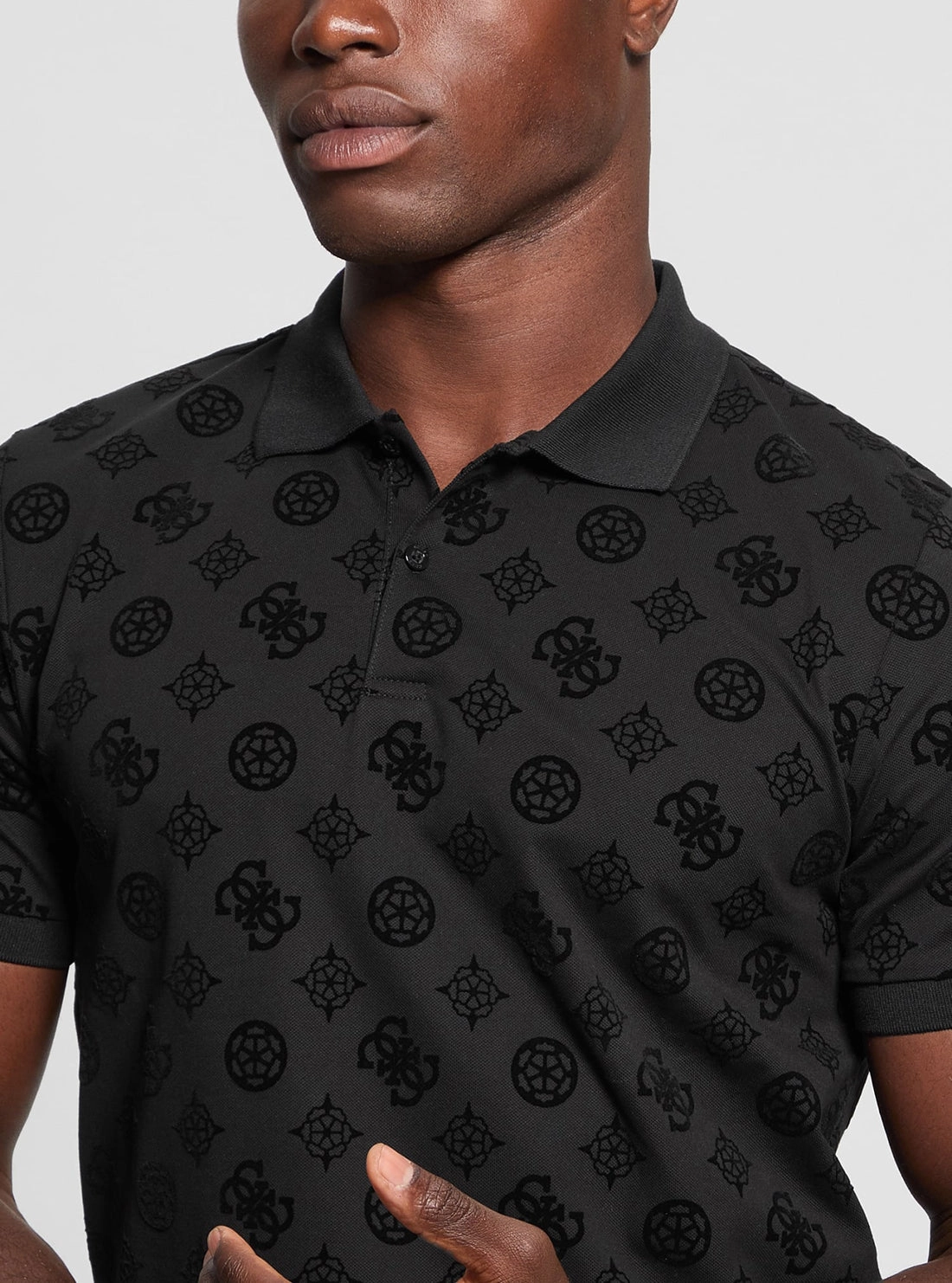Black Flocked Polo T-Shirt