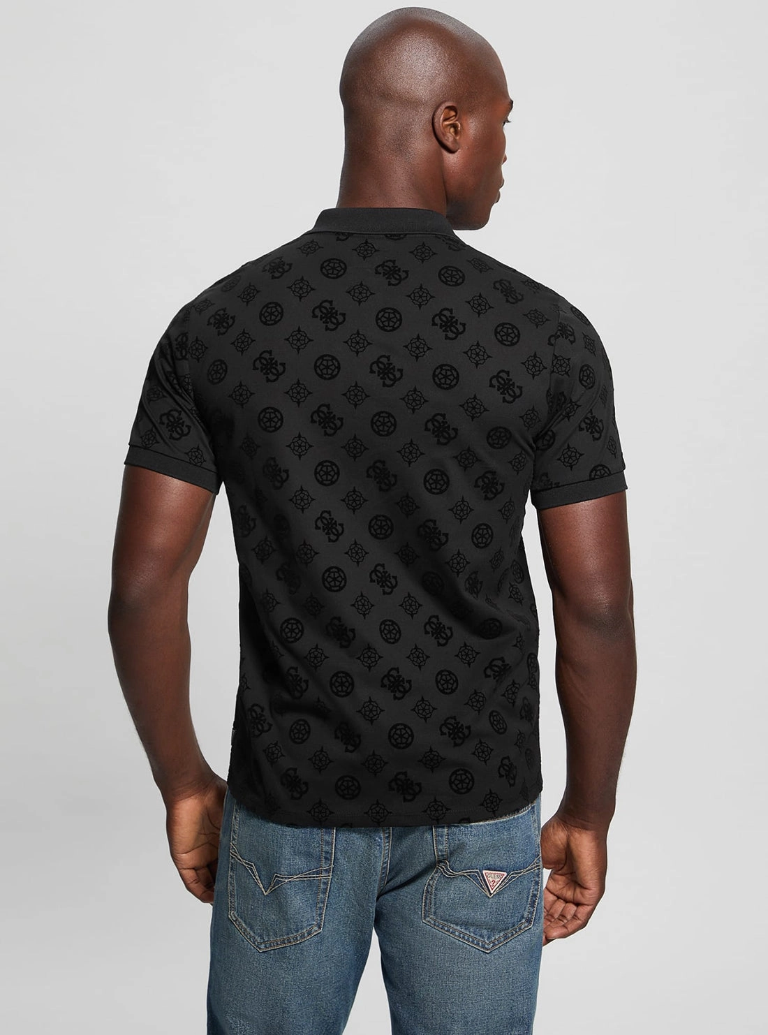 Black Flocked Polo T-Shirt