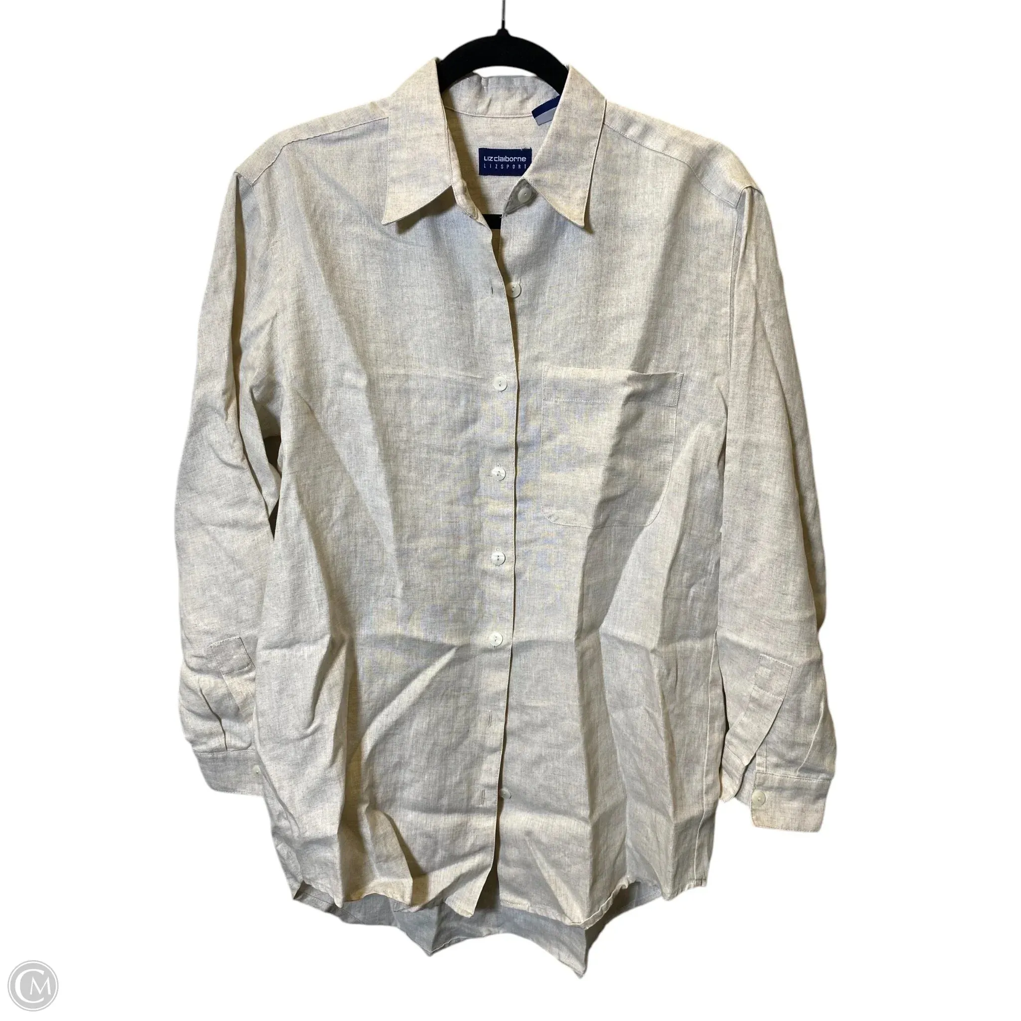 Blouse Long Sleeve By Liz Claiborne In Beige, Size: S