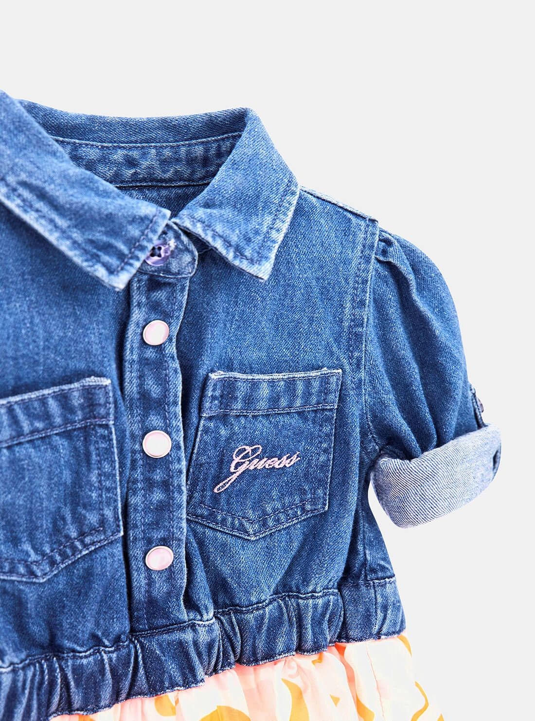 Blue Denim and Heart Print Dress with Panties Set (3-18M)