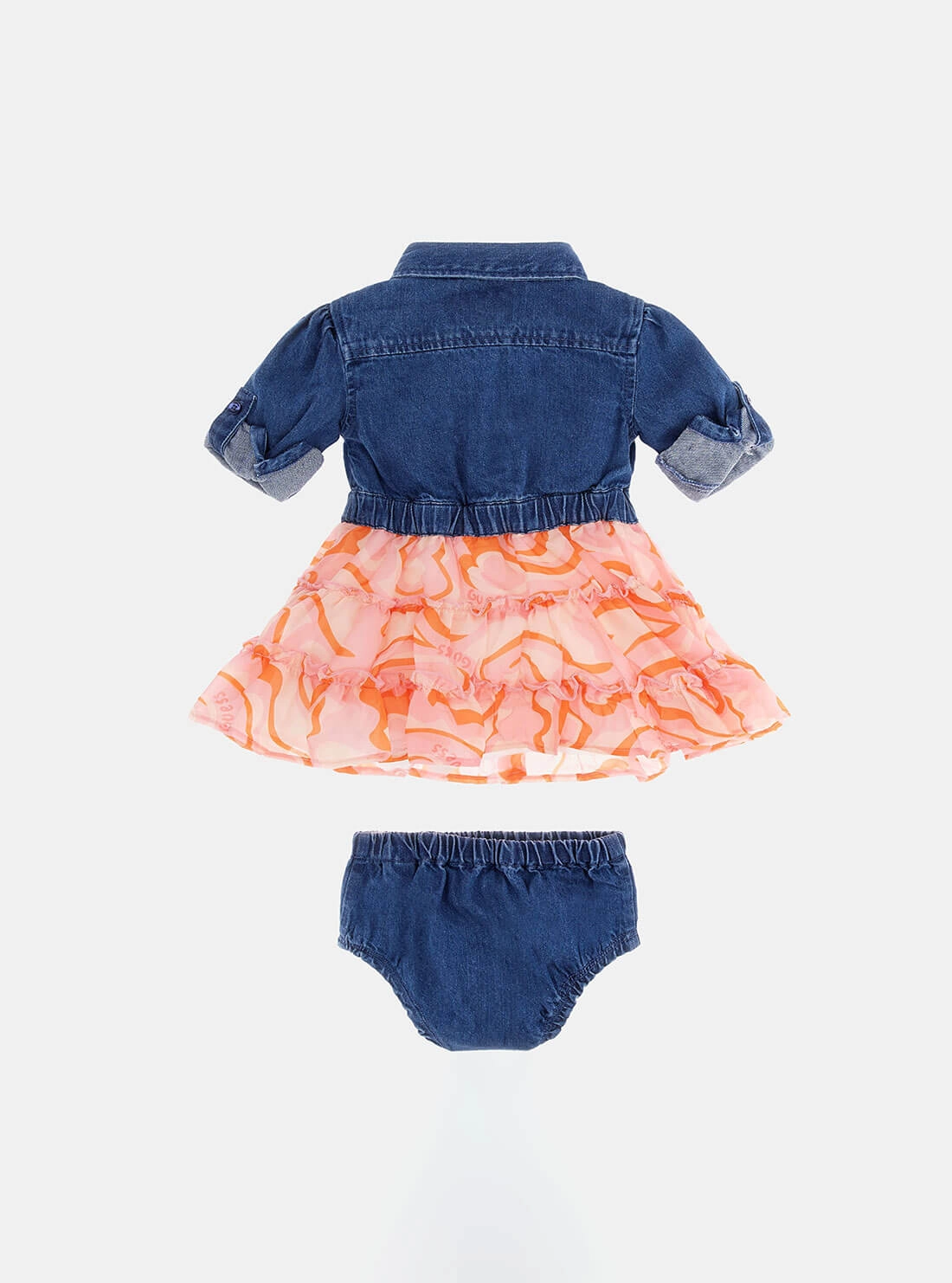 Blue Denim and Heart Print Dress with Panties Set (3-18M)