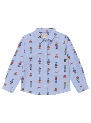 Blue Oxford Adjustable Long Sleeve Shirt (2-7)